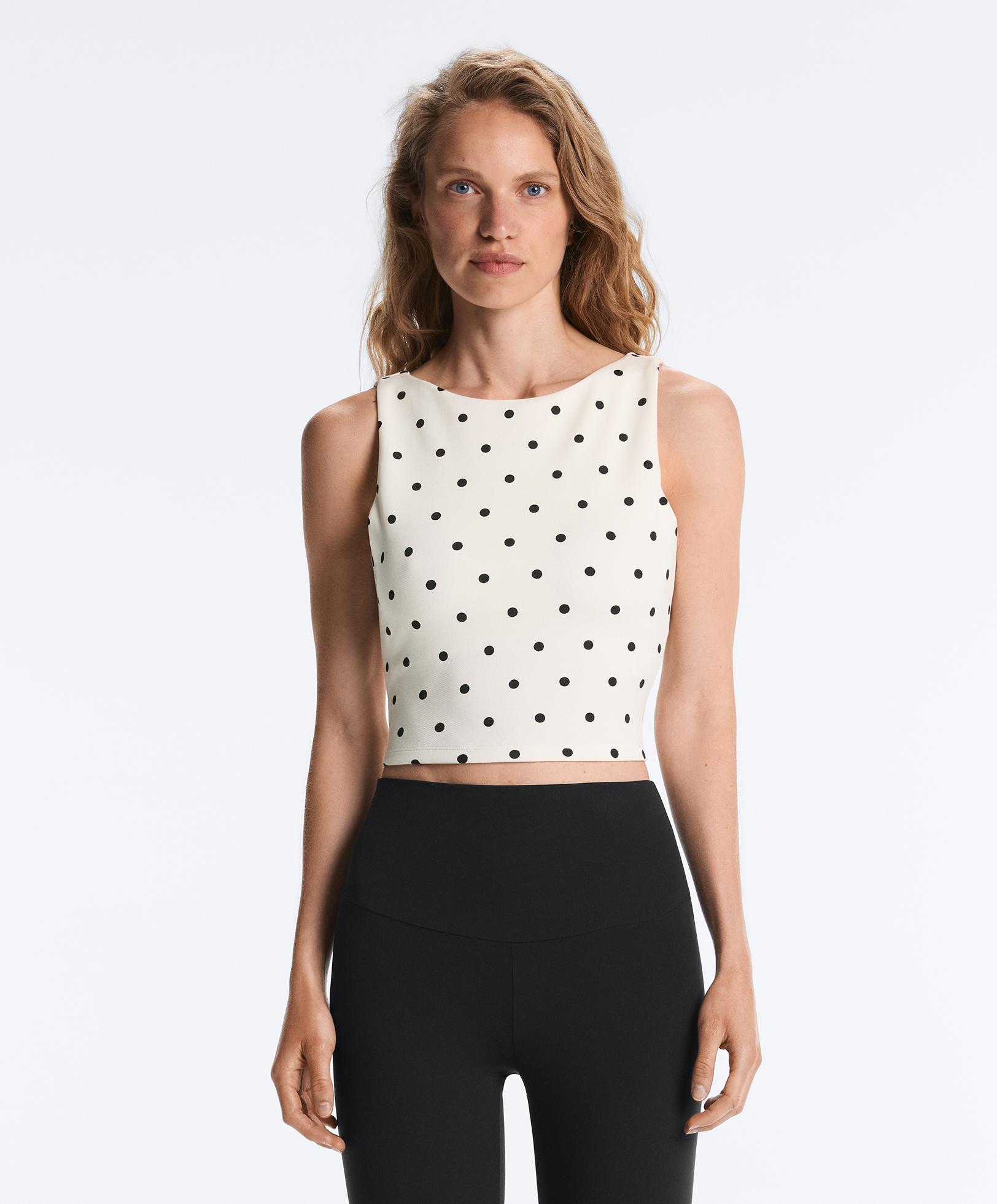 Sleeveless polka dot T-shirt Sleeveless polka dot T-shirt