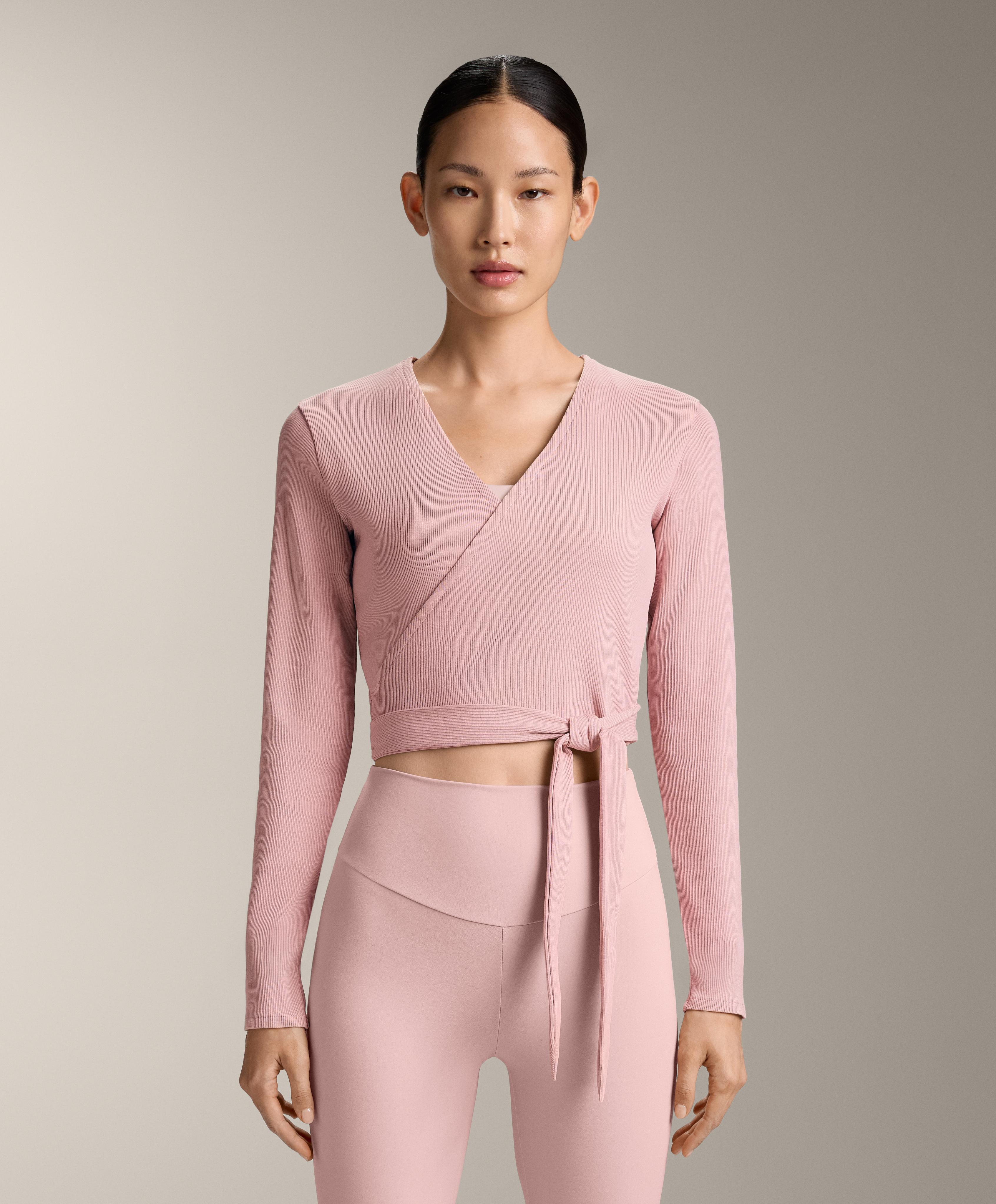 Rib cotton blend wrap T-shirt