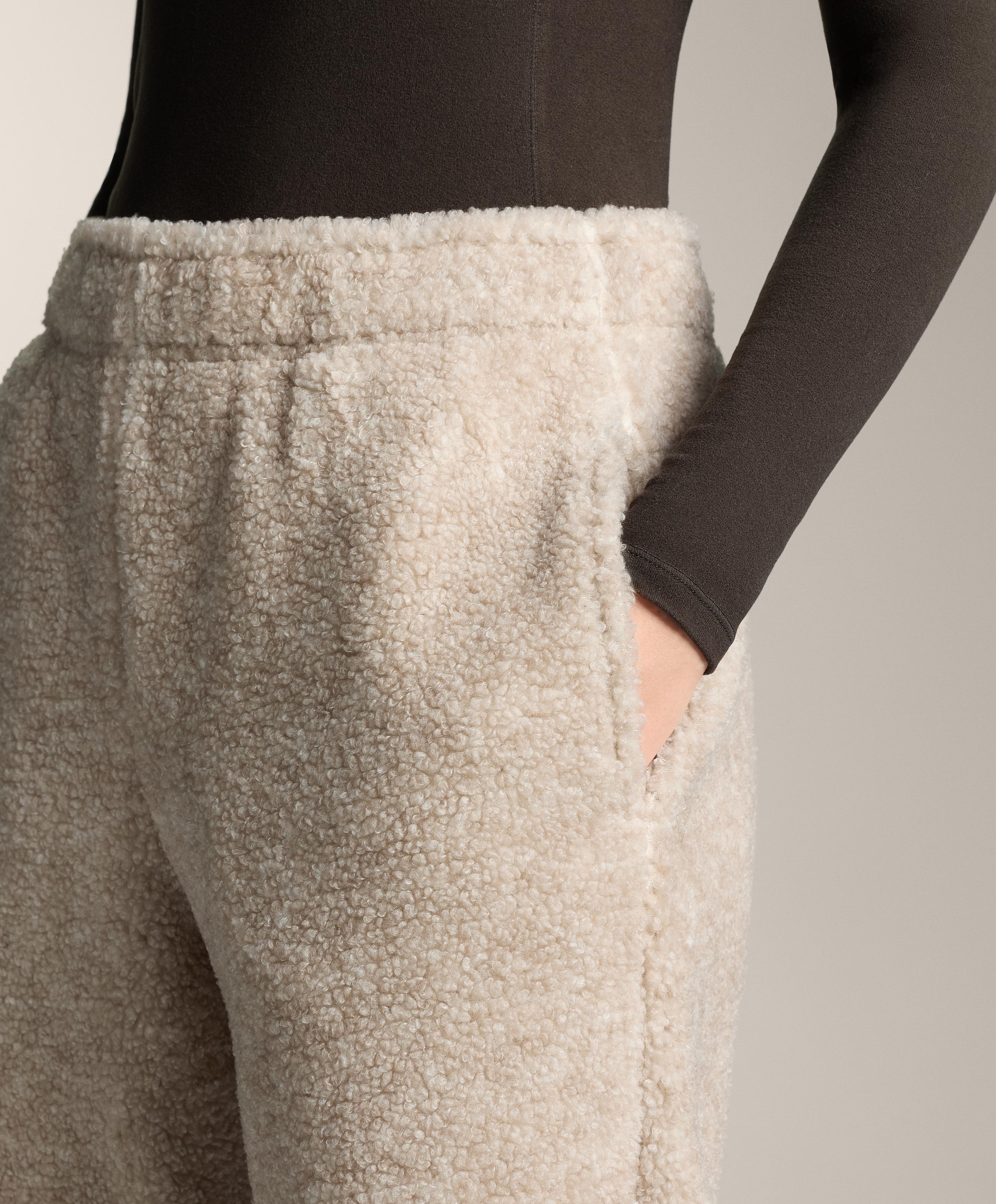 Lightweight faux-shearling jogging trousers
