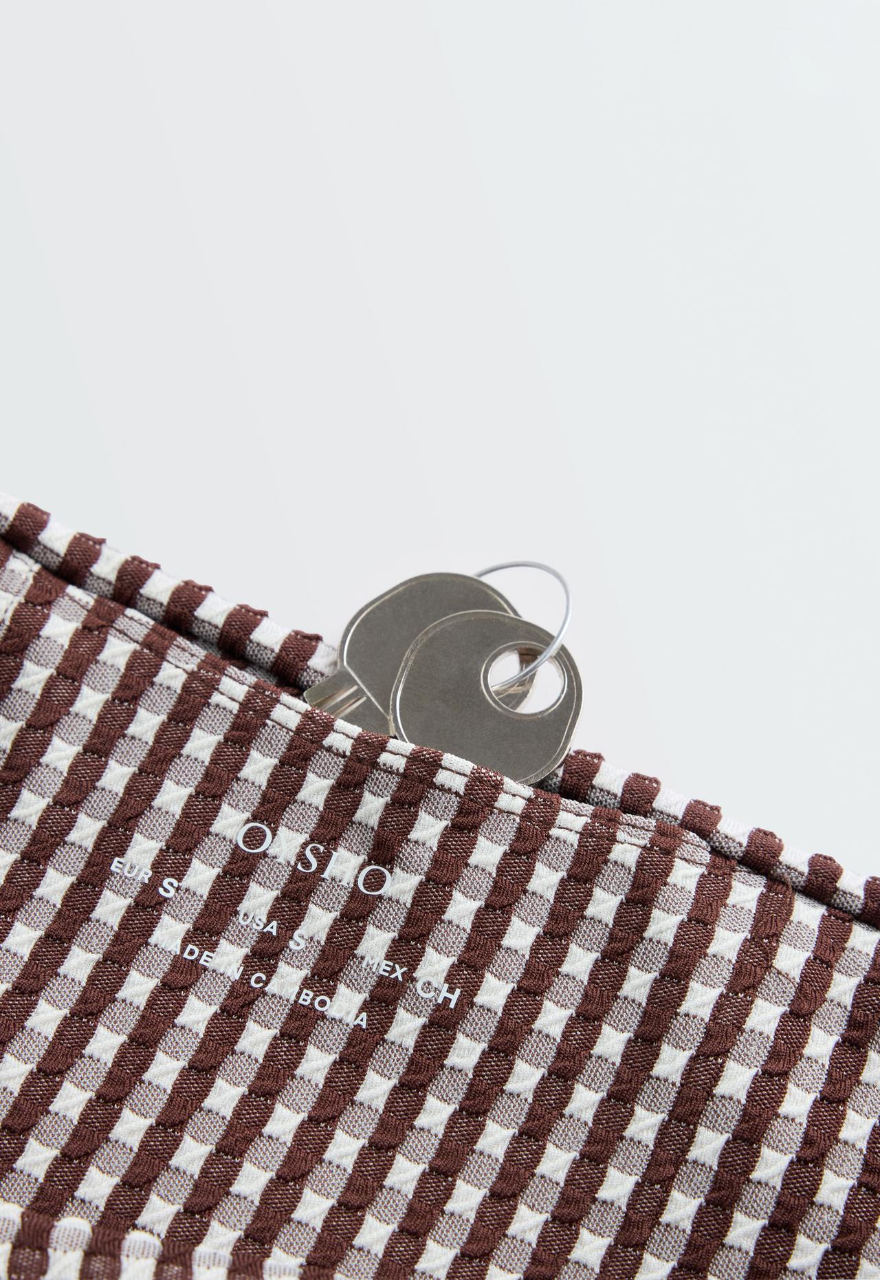 Comfortlux high-rise 10cm gingham hot pants — DARK REDDISH‑BROWN