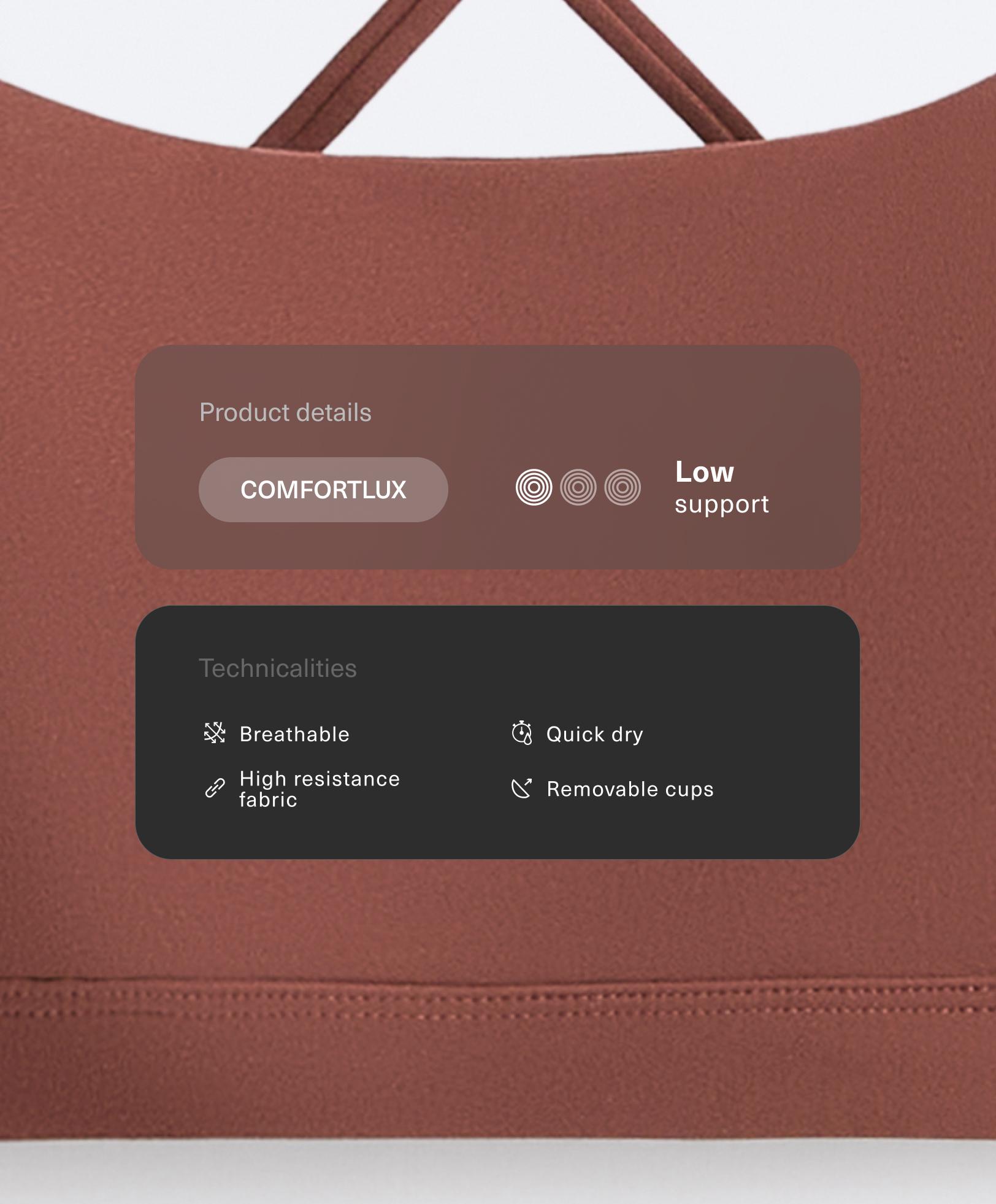 Спортен сутиен Comfortlux с кръстосани презрамки, лека поддръжка Спортен сутиен Comfortlux с кръстосани презрамки, лека поддръжка