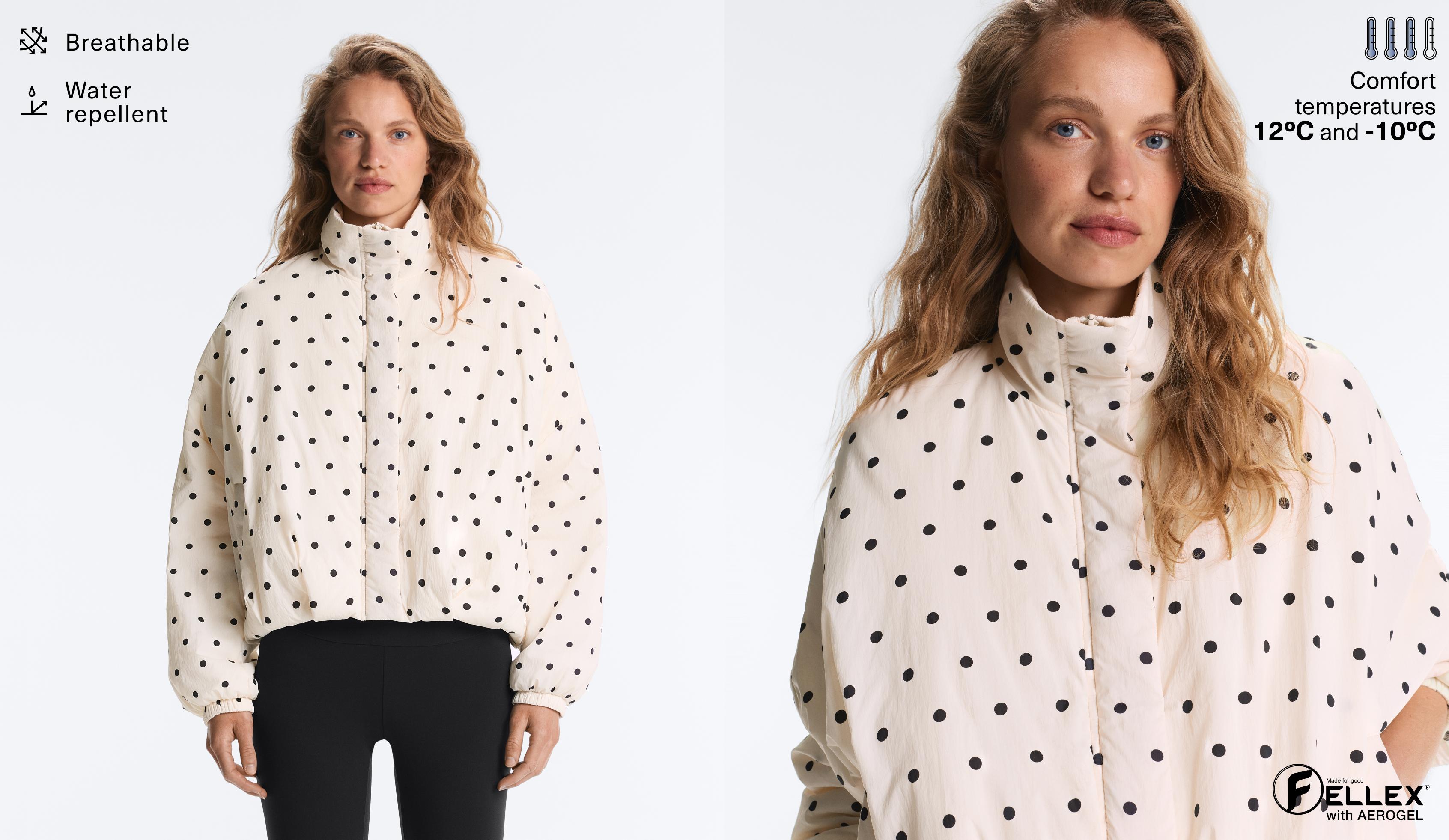 Water-repellent FELLEX® AEROGEL polka dot padded jacket — PALE ECRU