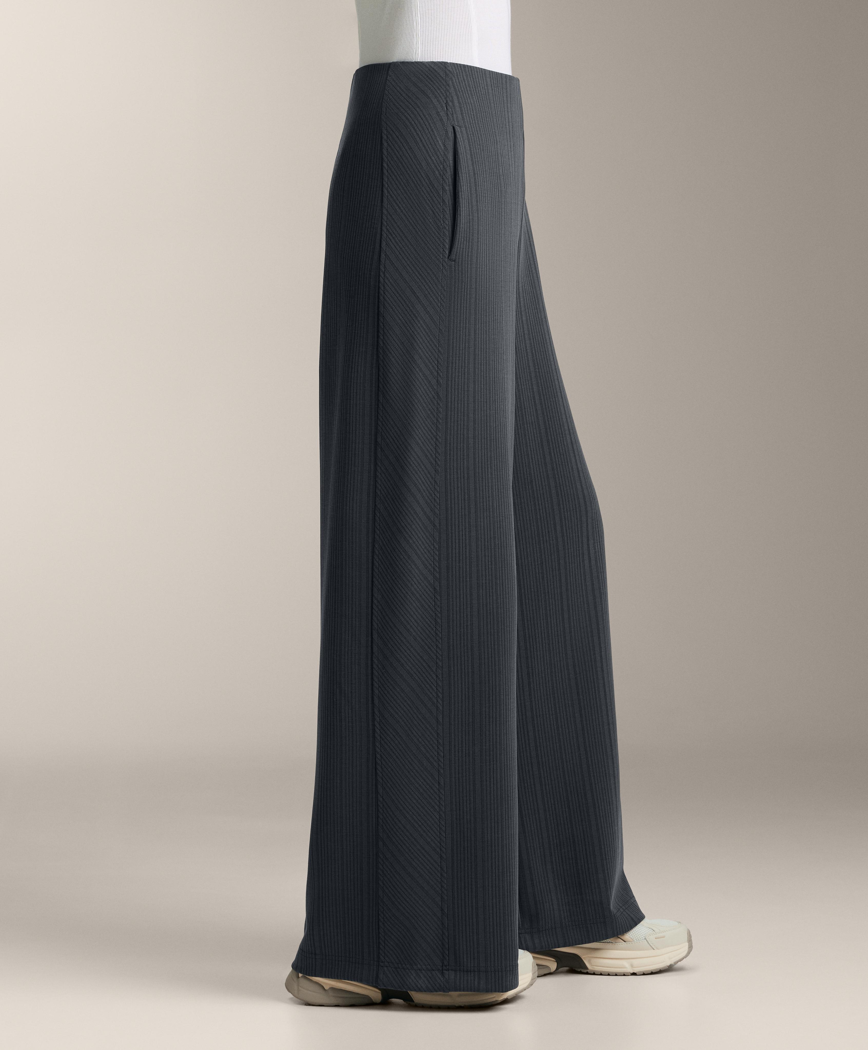 Asymmetric stripe trousers with modal — ASPHALT