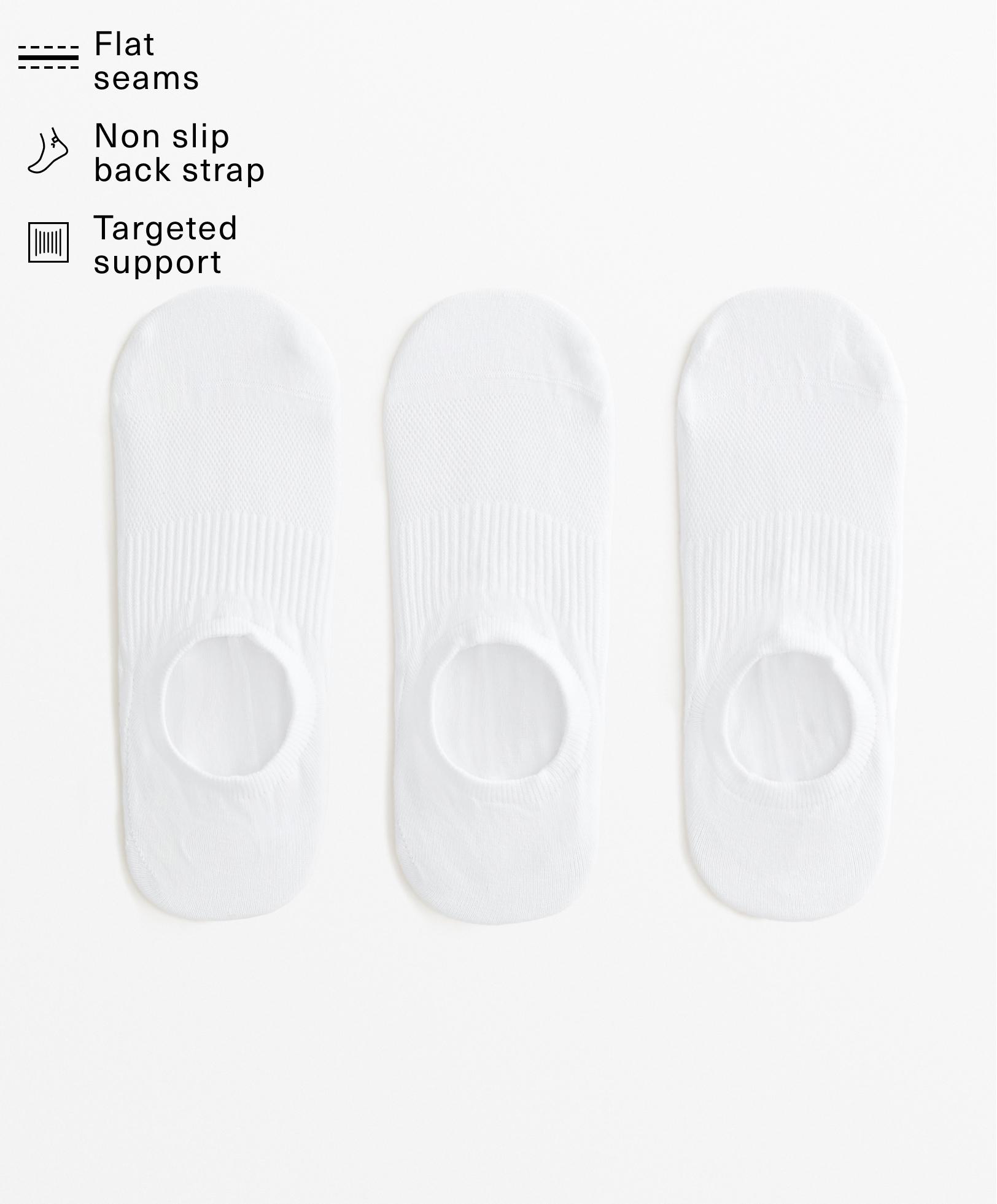 3 pairs of high-cut cotton blend invisible sports socks