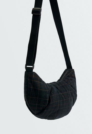 Micro-corduroy crossbody bag with checked print — CHECK 5