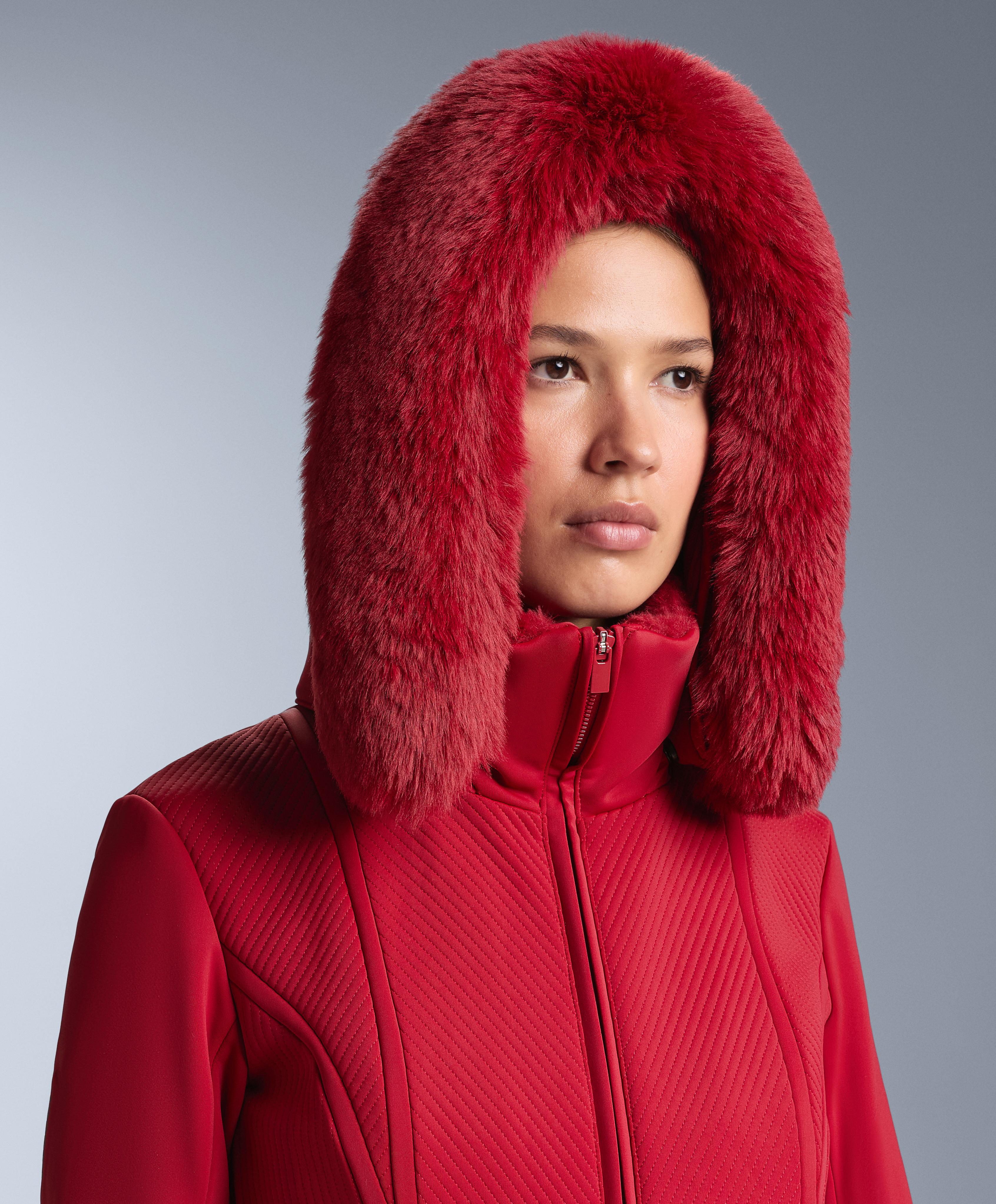 Water-resistant fitted stretch SKI jumpsuit — RED