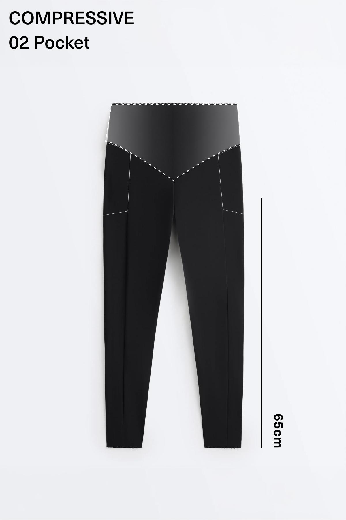 Compressive high-waisted pocket ankle-length leggings — BLACK