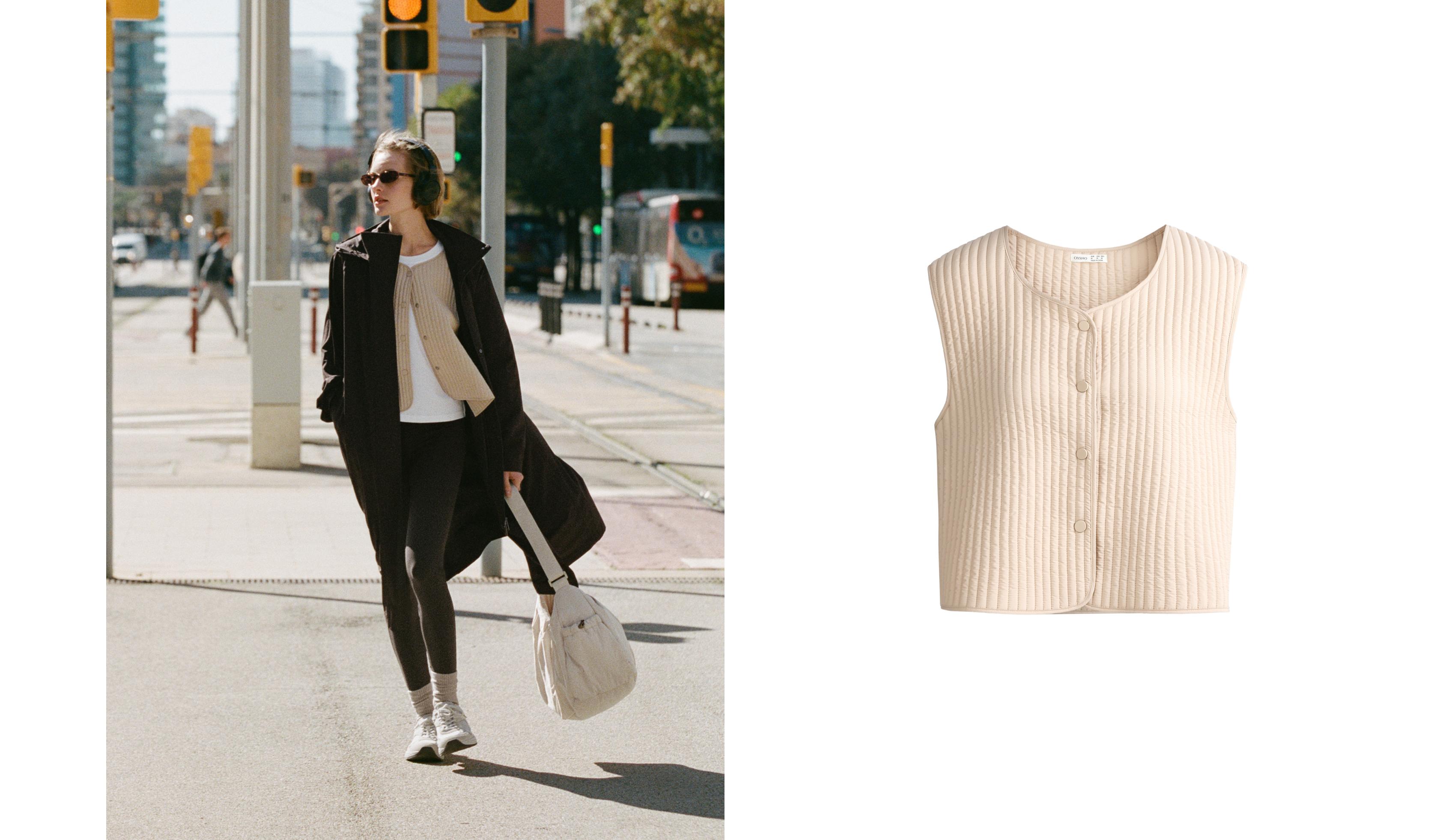 Thin padded nylon gilet — PALE BEIGE