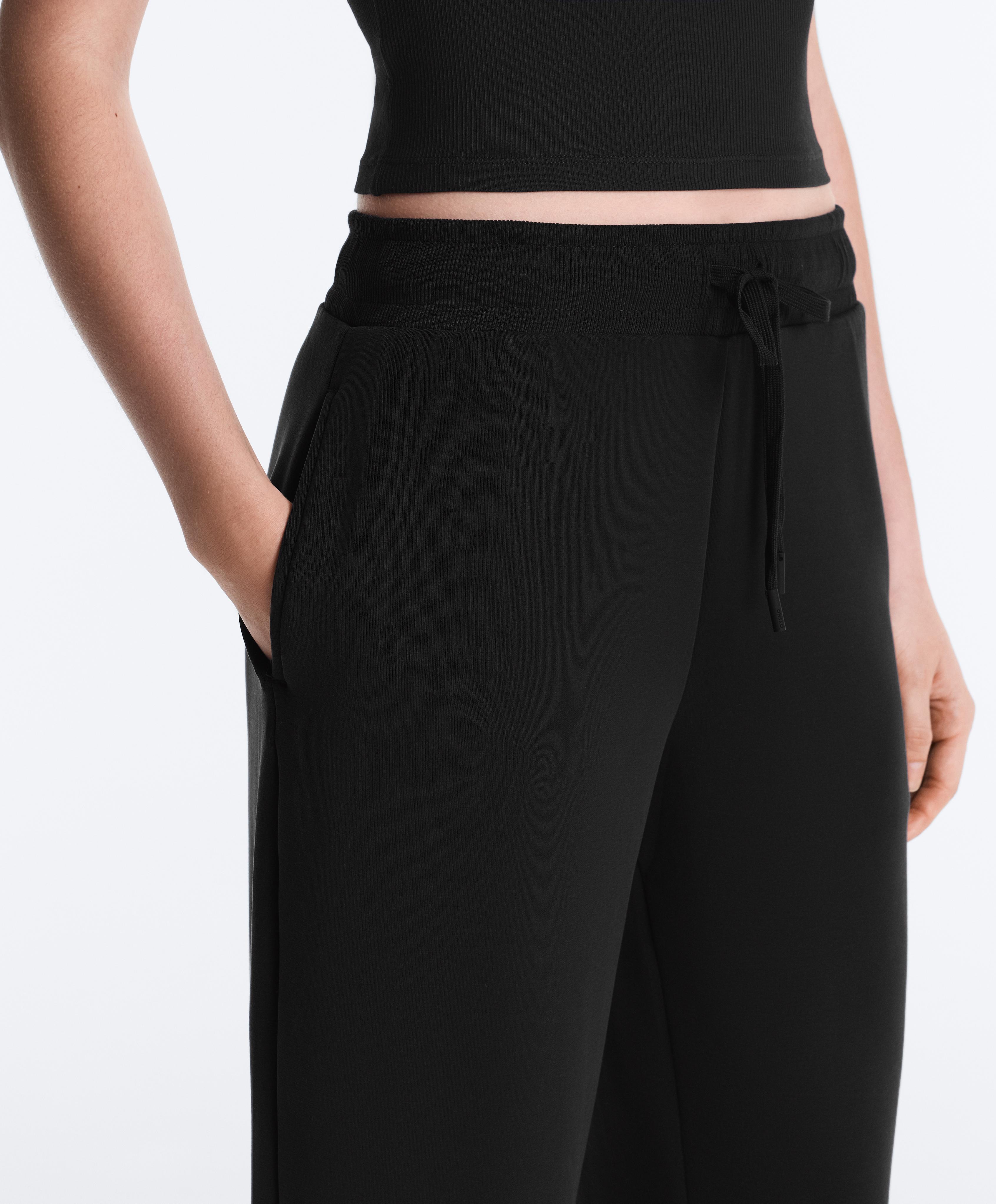 Slim-fit rib modal soft-touch joggers — BLACK