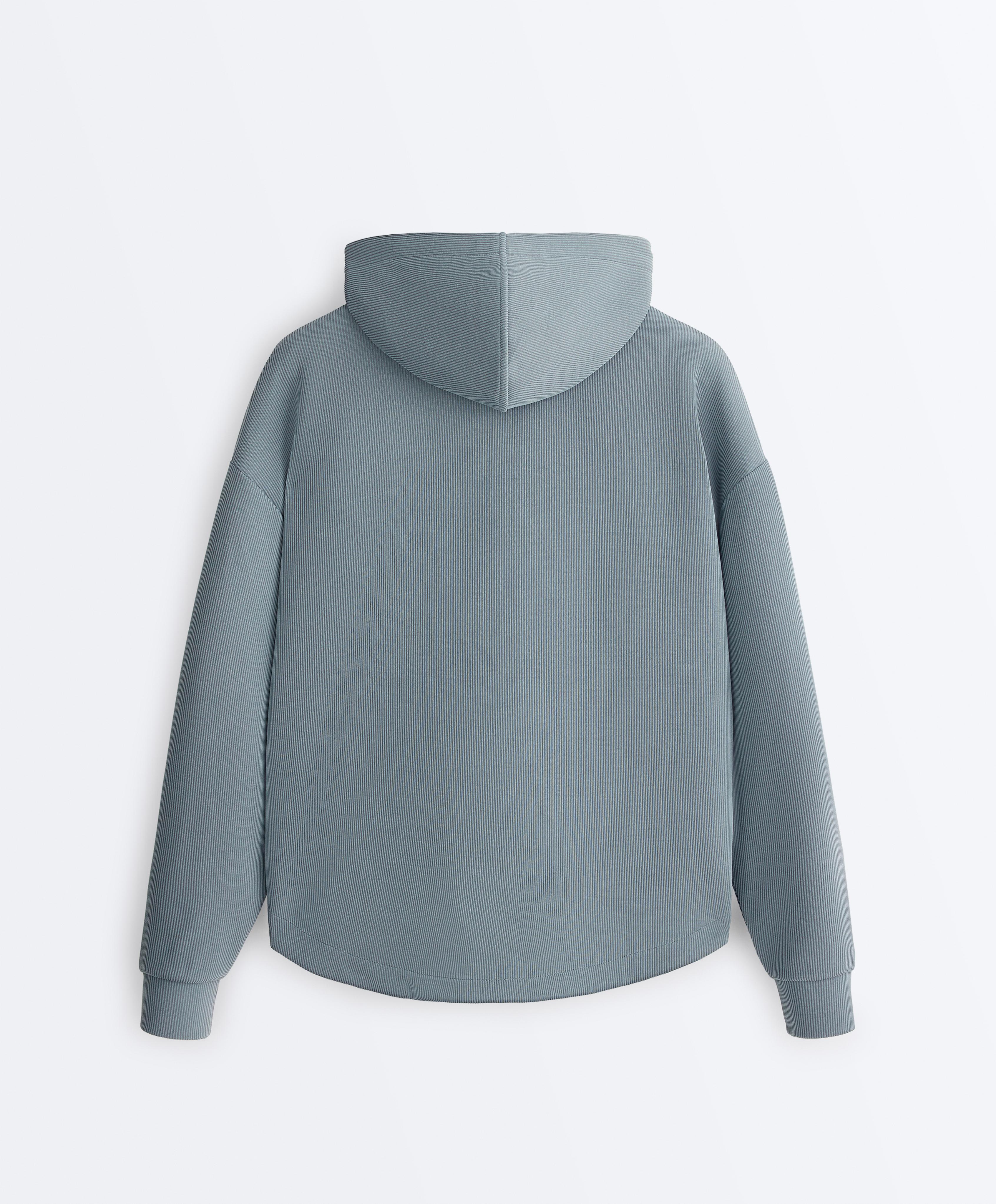 Soft-touch modal zip rib sweatshirt — DARK GREY-BLUE