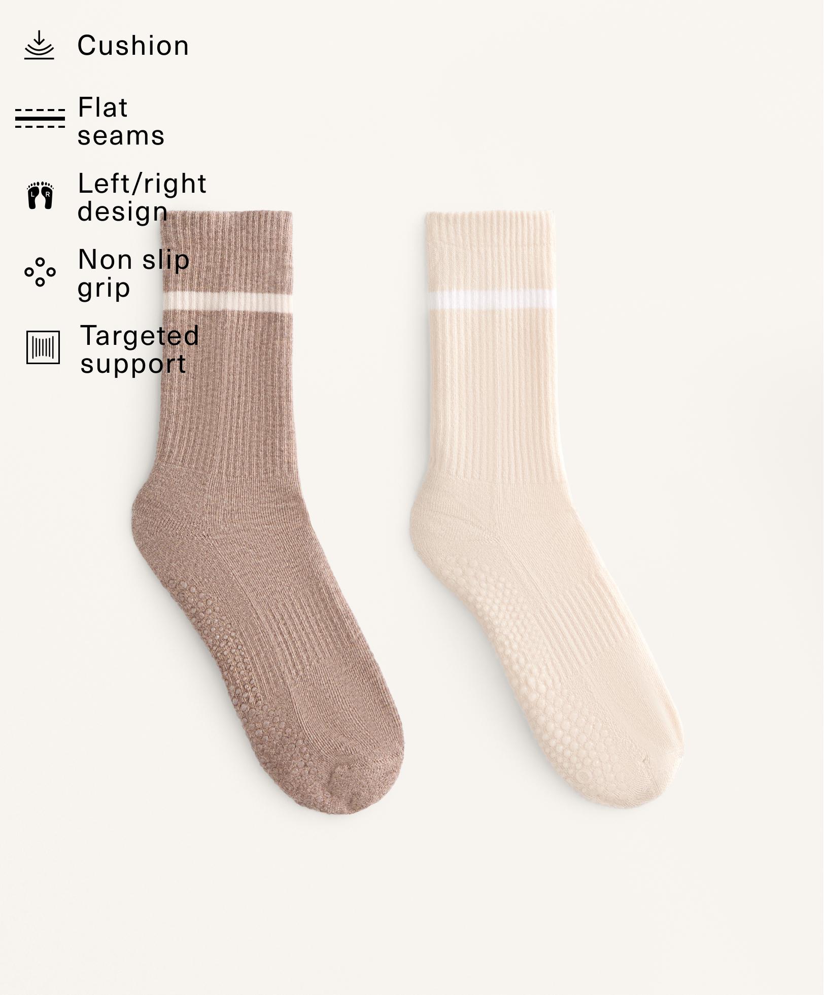 2 pairs of classic yoga and Pilates cotton blend socks