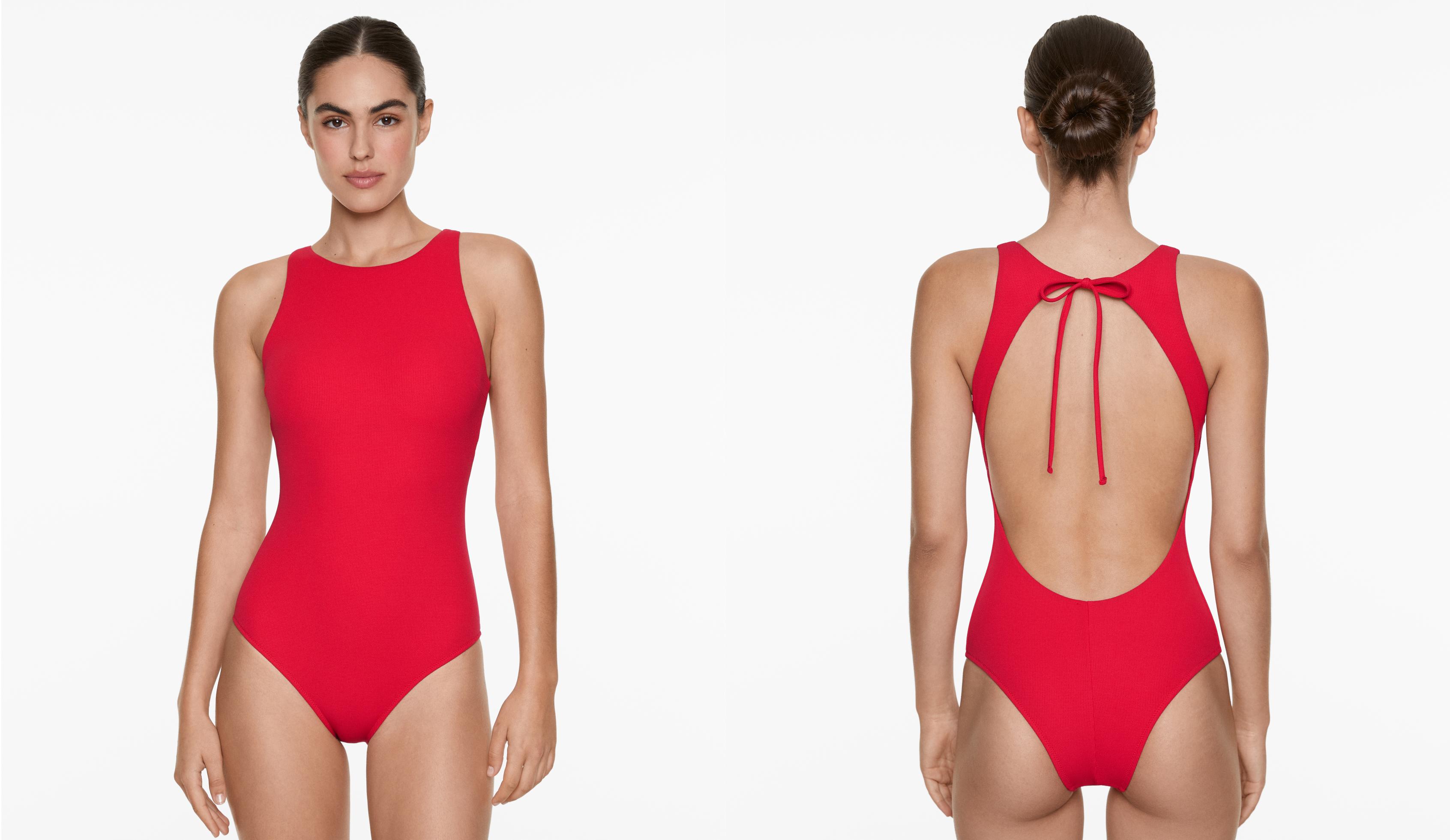 Halter piqué swimsuit