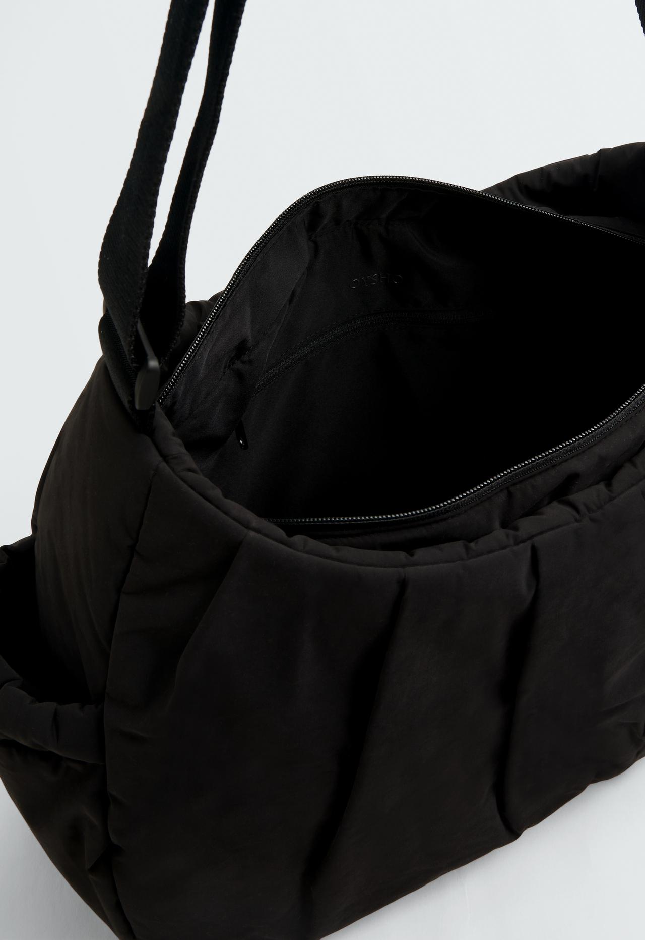 Shopper bag with side pockets — BLACK