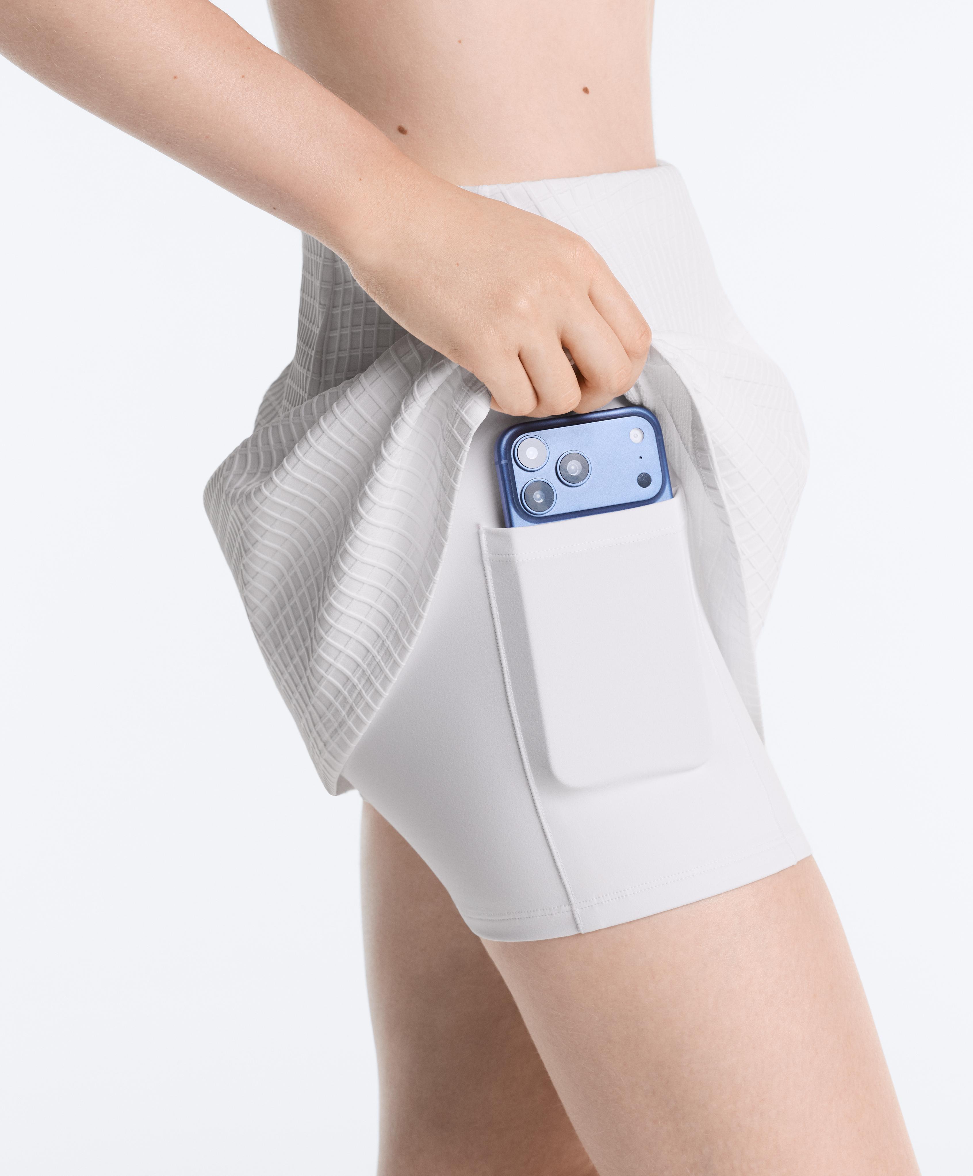 Check short skirt — WHITE
