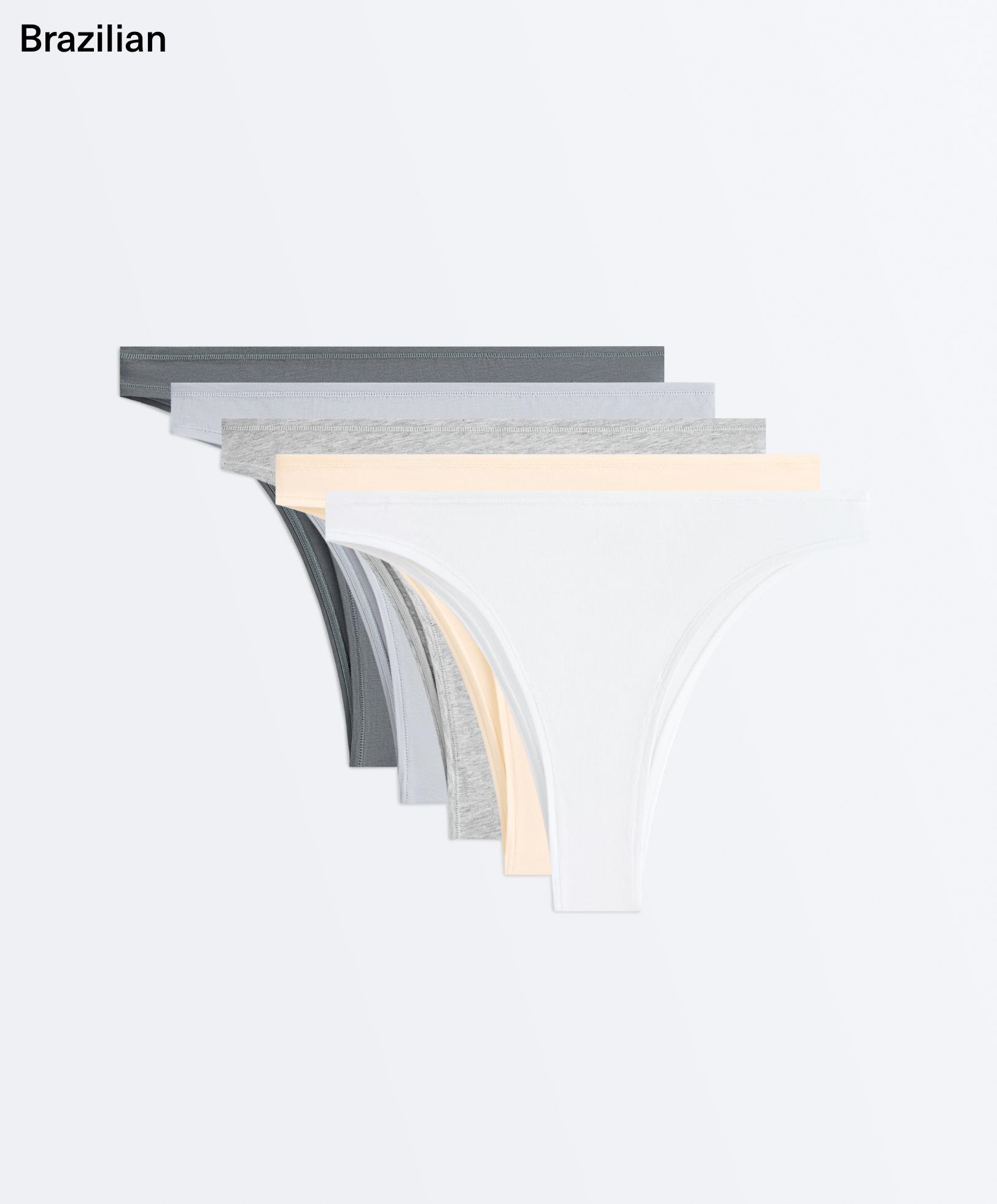 5 cotton blend Brazilian briefs — VANILLA