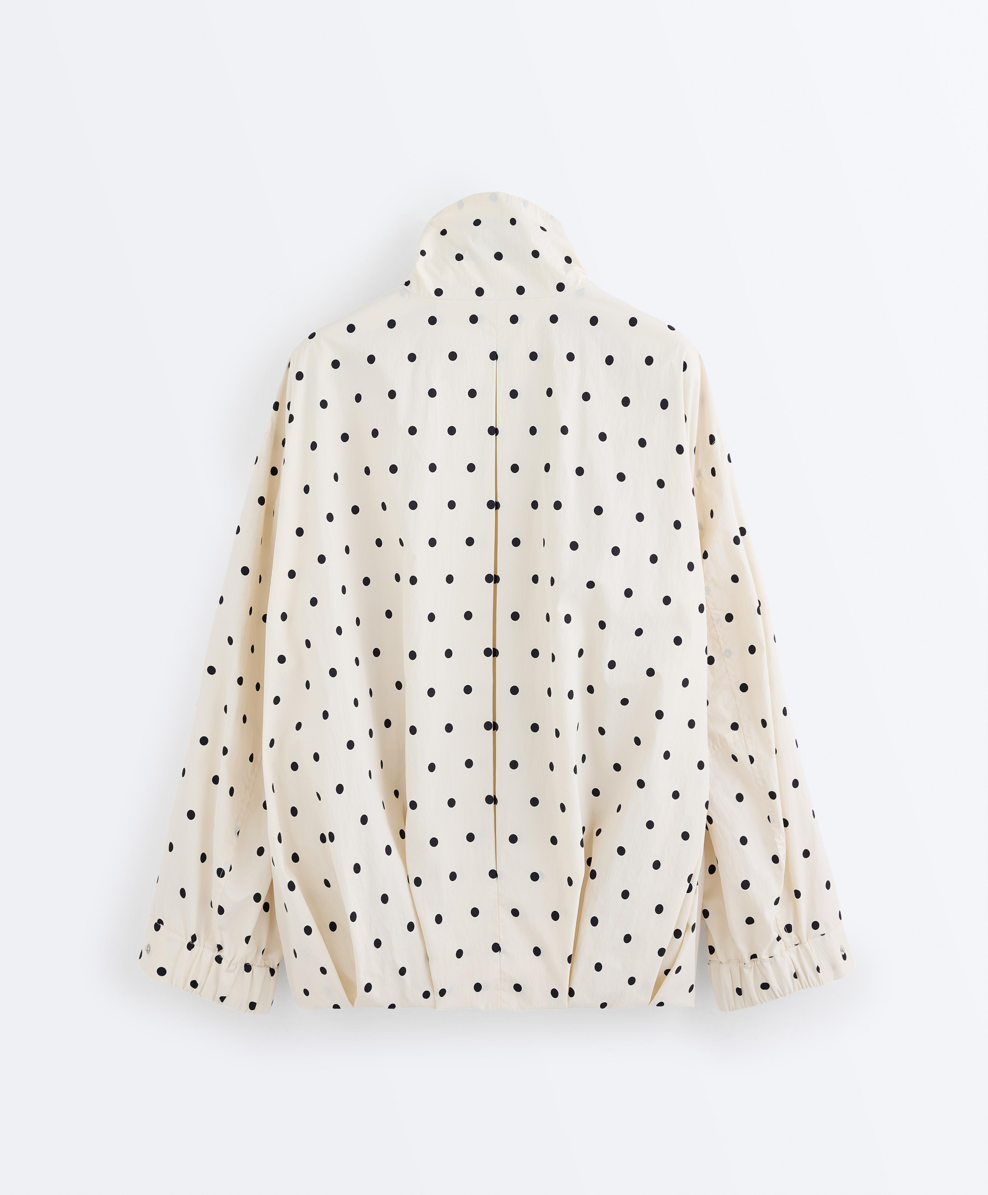 Long water-repellent polka dot jacket — PALE ECRU
