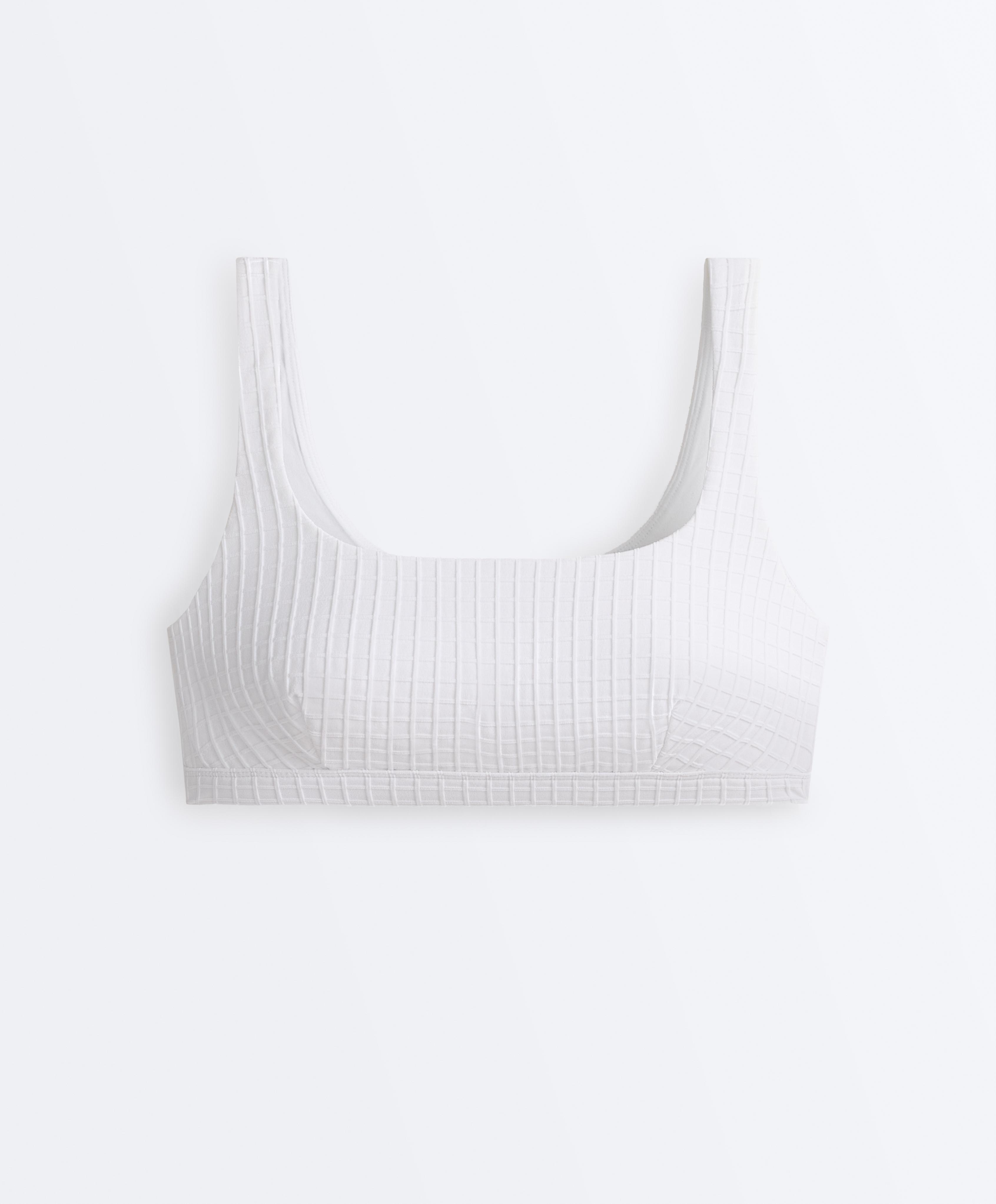 Medium-support check sports bra — WHITE