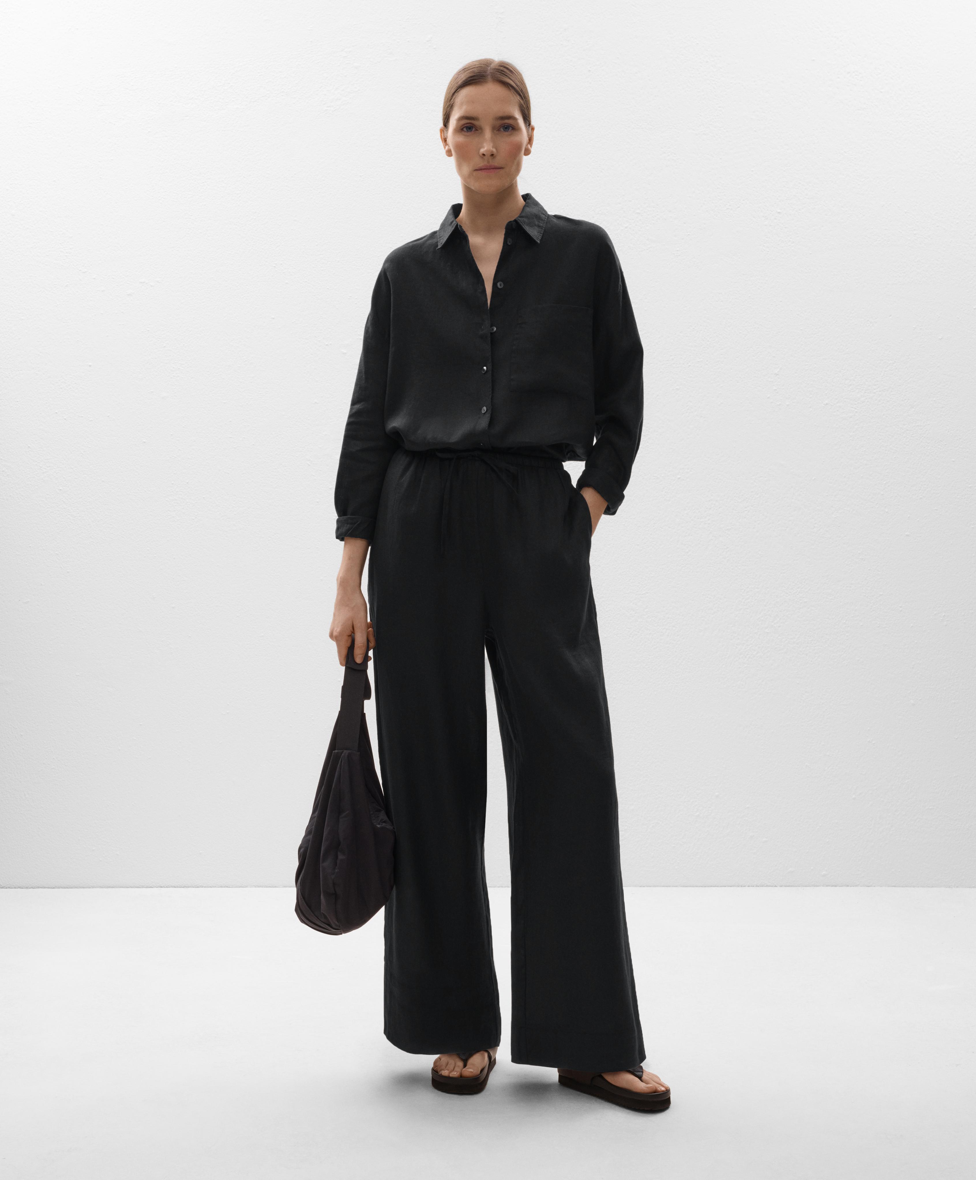 Pantalon droit large 100 % lin Pantalon droit large 100 % lin