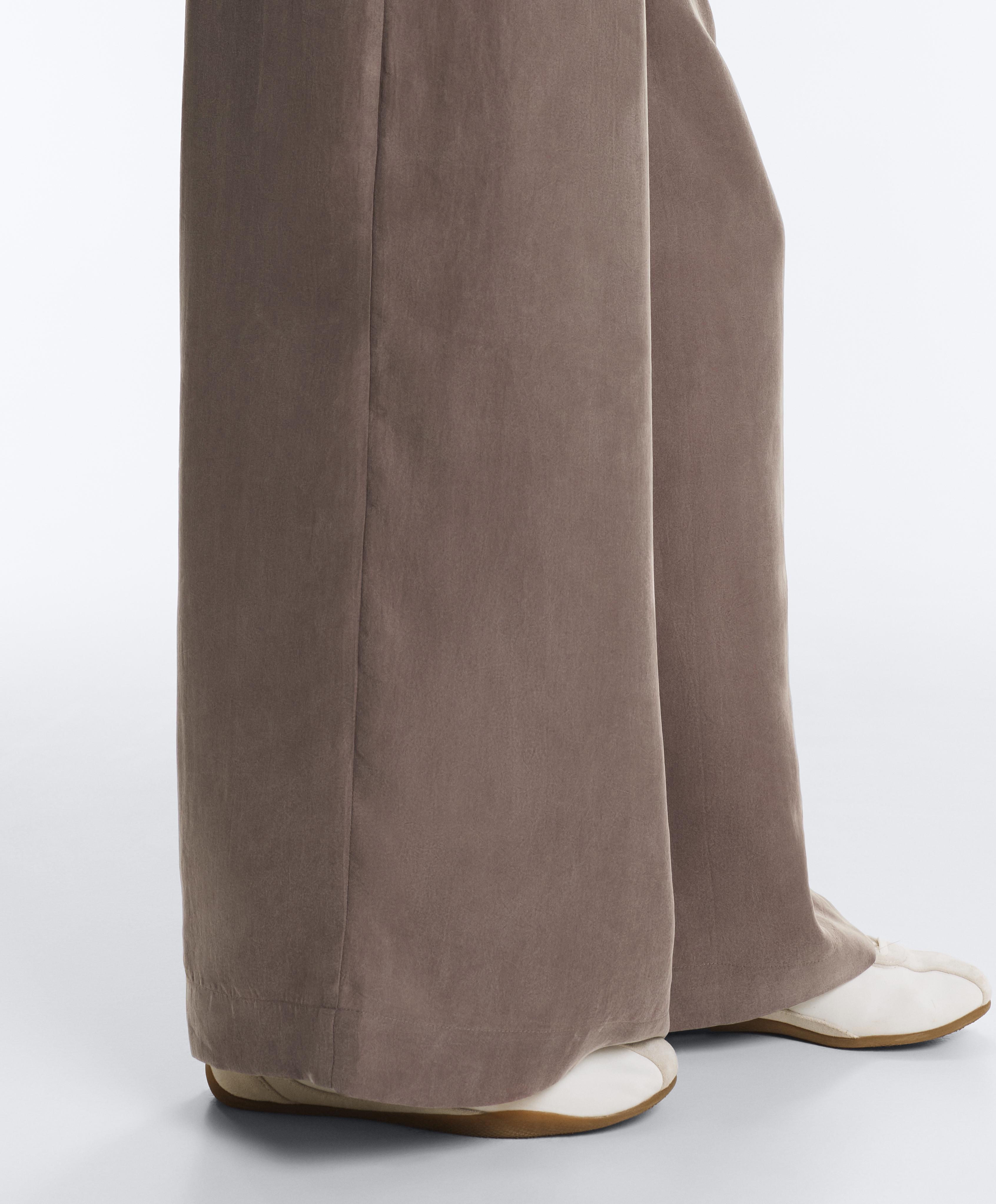 100% lyocell wide-leg trousers — DARK MINK