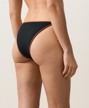 Contrast braid medium-coverage bikini briefs — BLACK 3