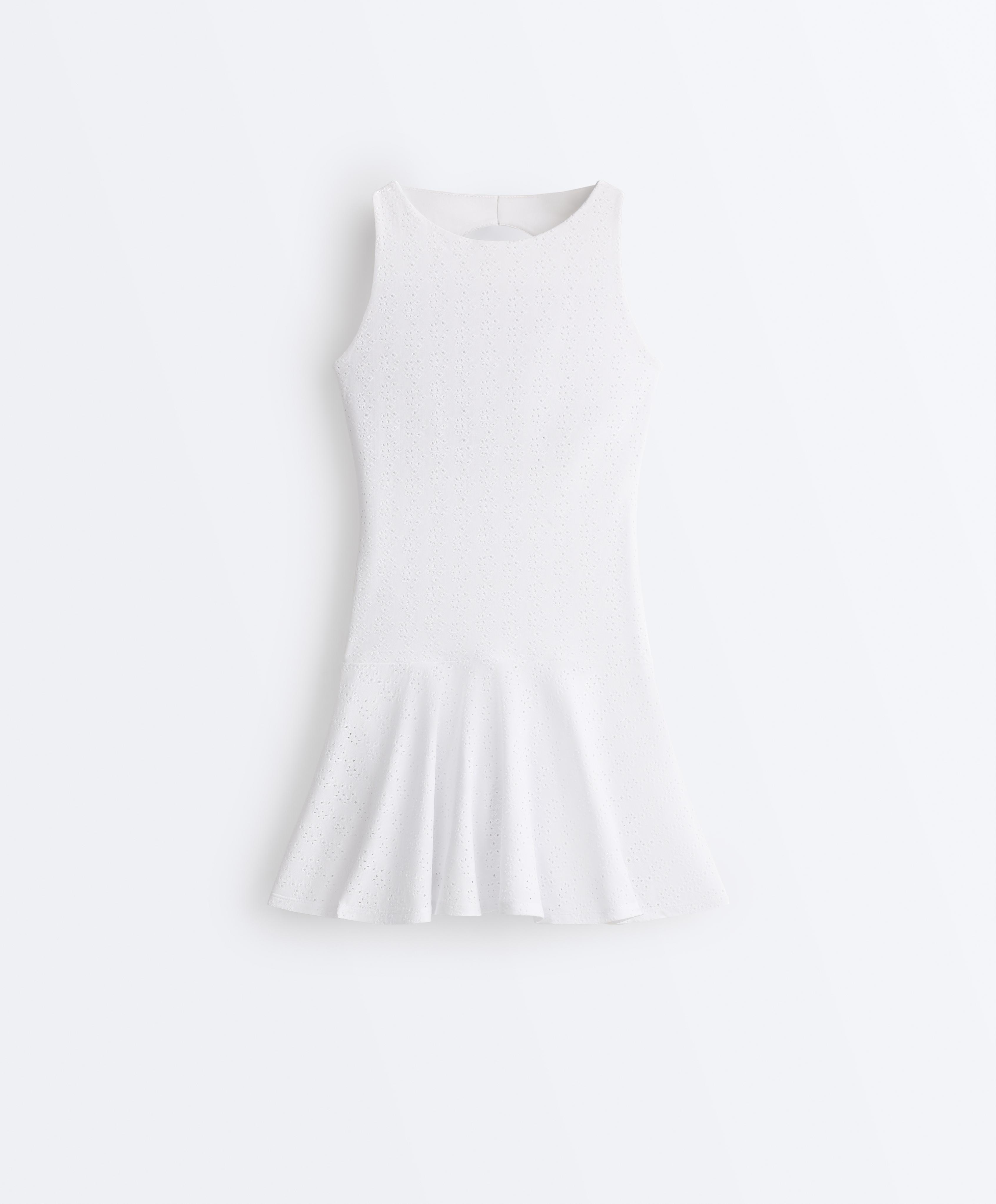 Embroidered Comfortlux short dress — WHITE