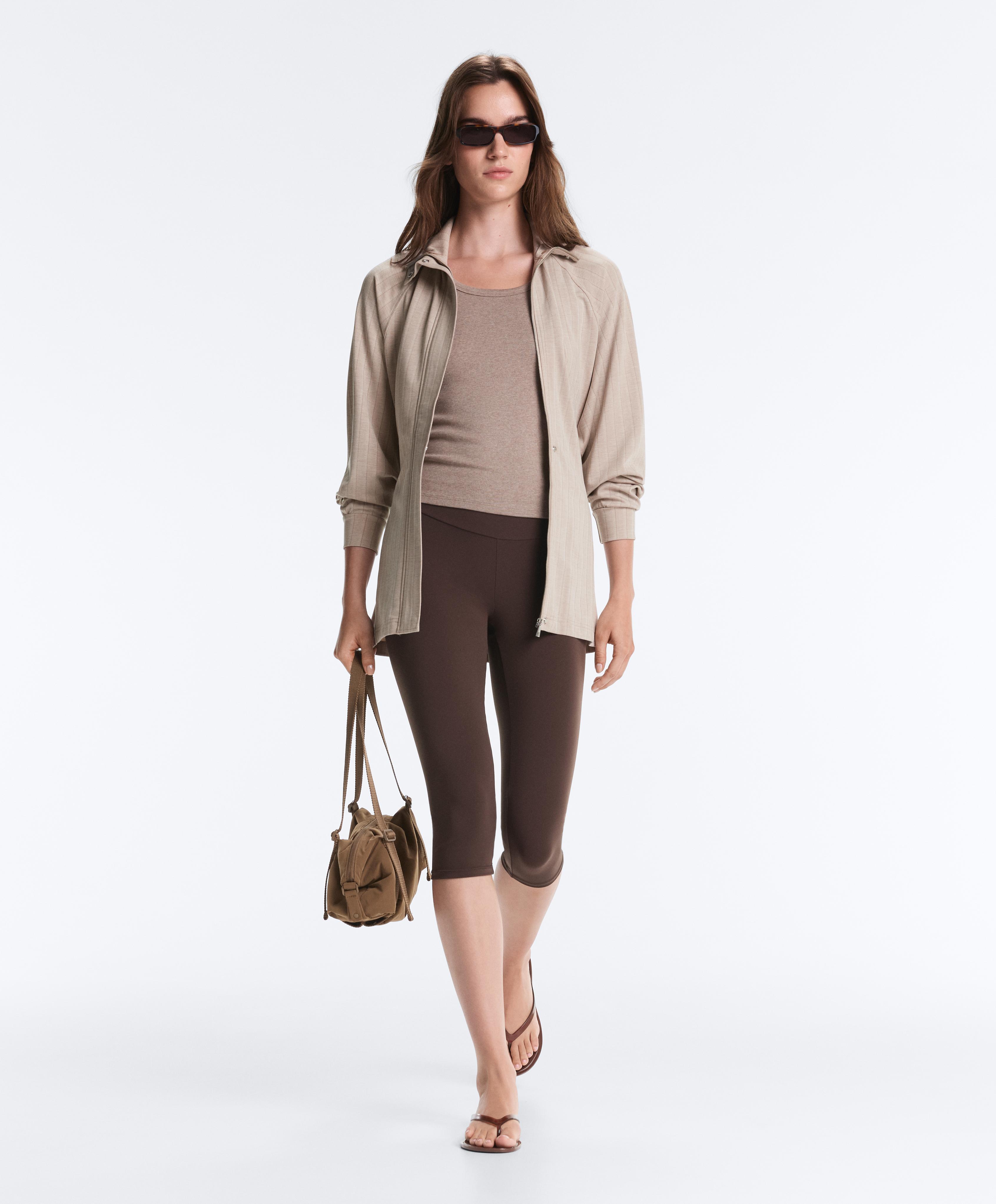 Striped soft-touch belted jacket — SOFT MINK
