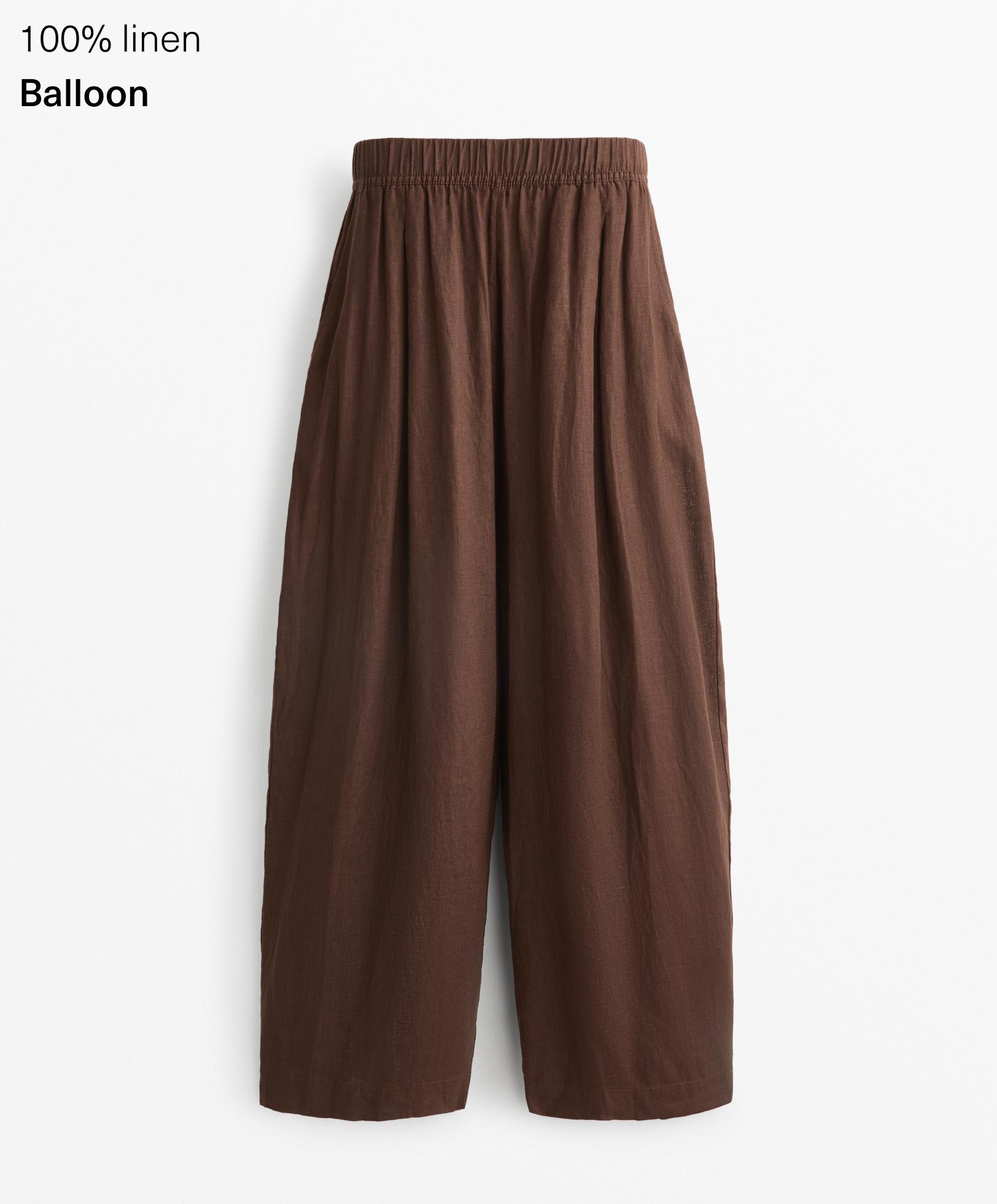 100% linen crop balloon trousers