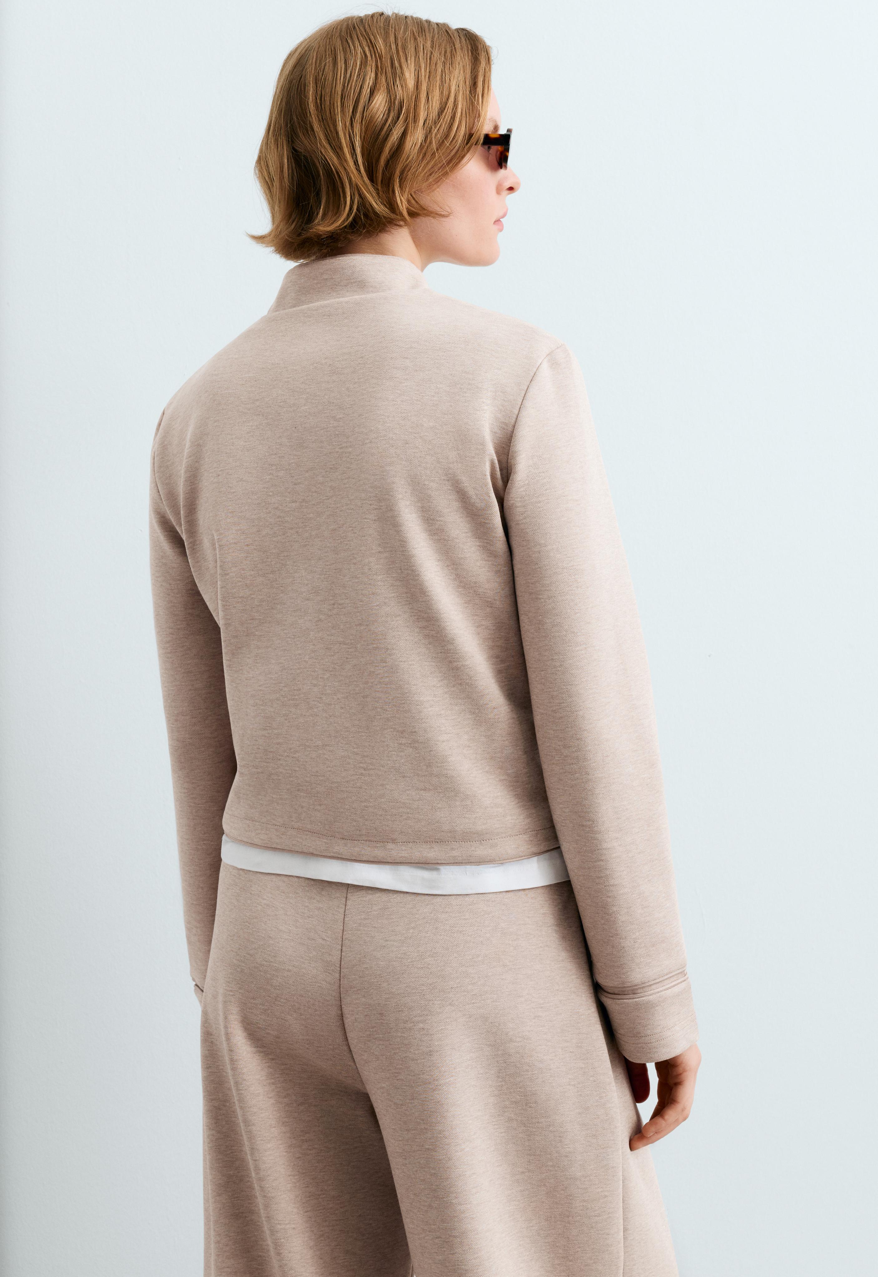 Tuxedo collar cotton jacket — SOFT MINK