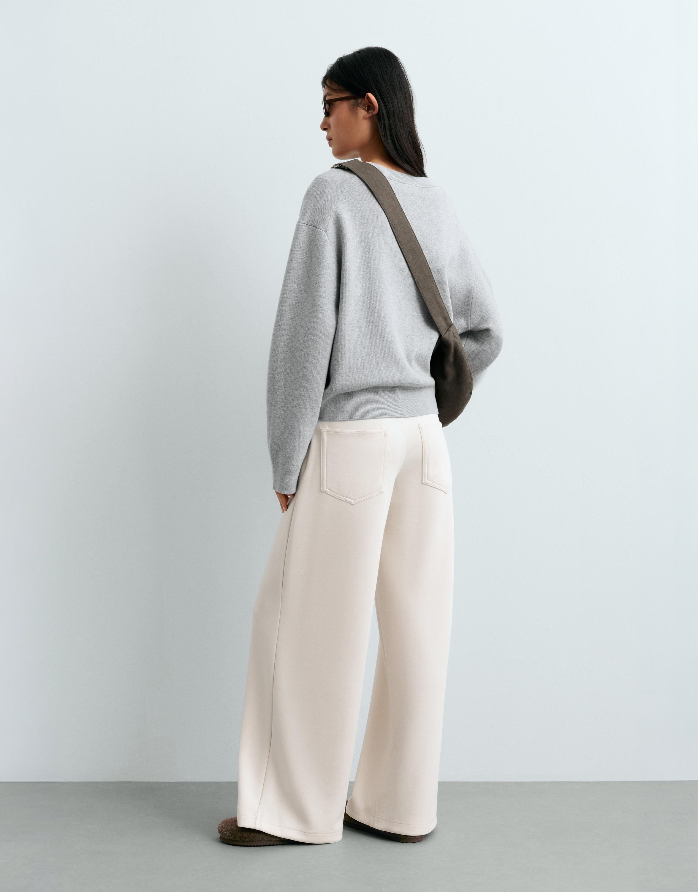 5-pocket wide-leg trousers — PALE ECRU