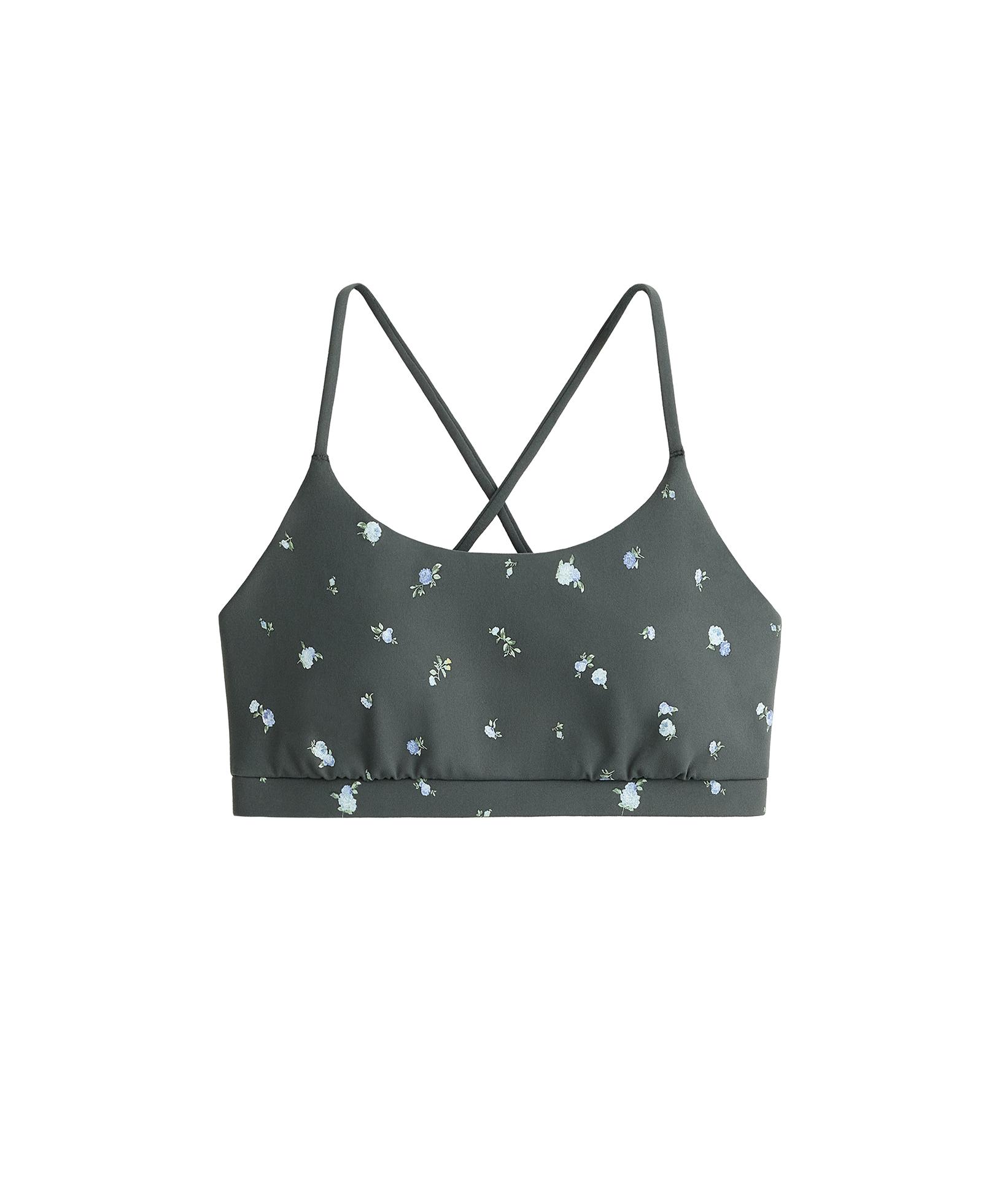 Evermove low-support floral sports bra — STEEL GREY