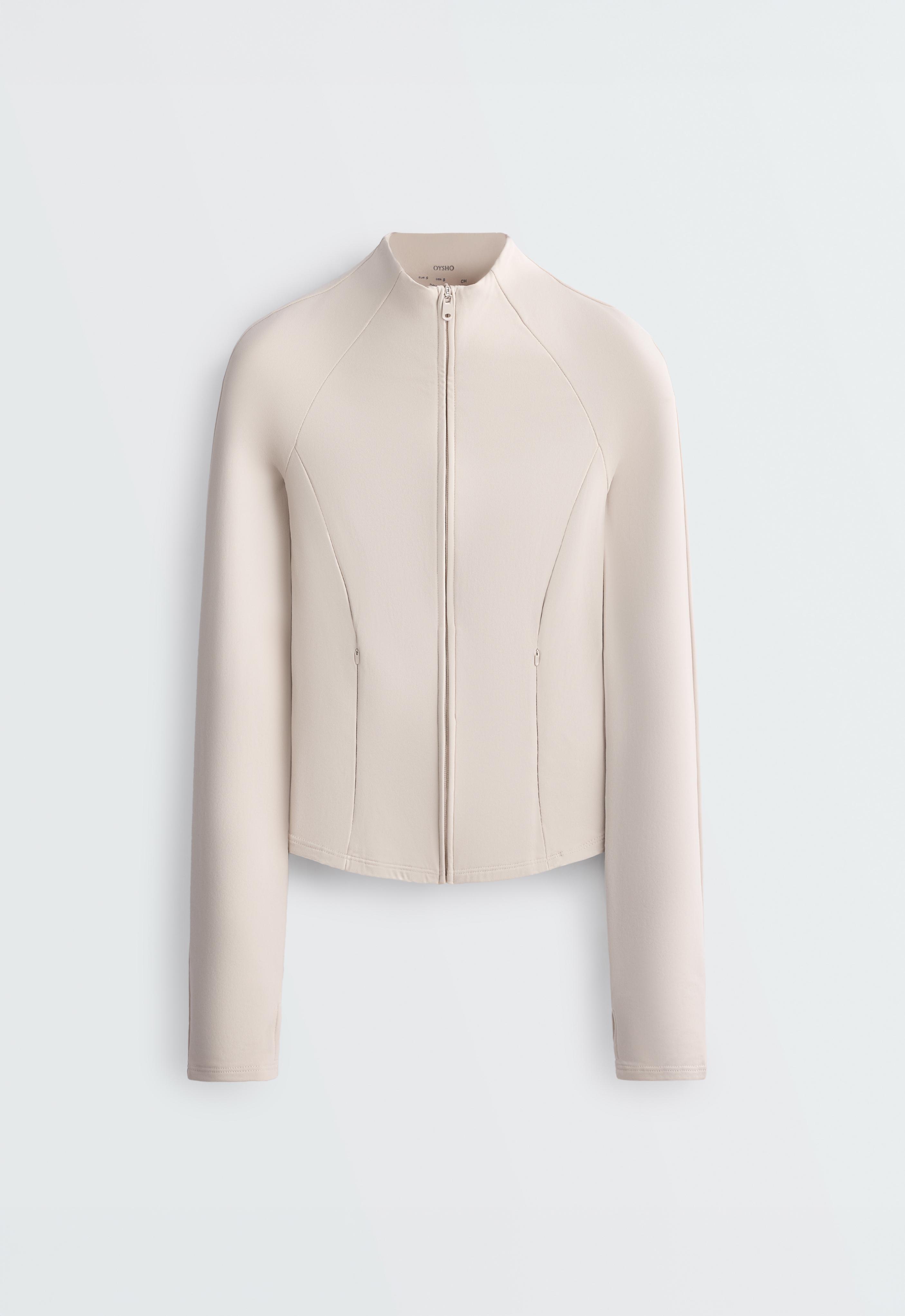 Short light warm technical jacket — PALE MINK
