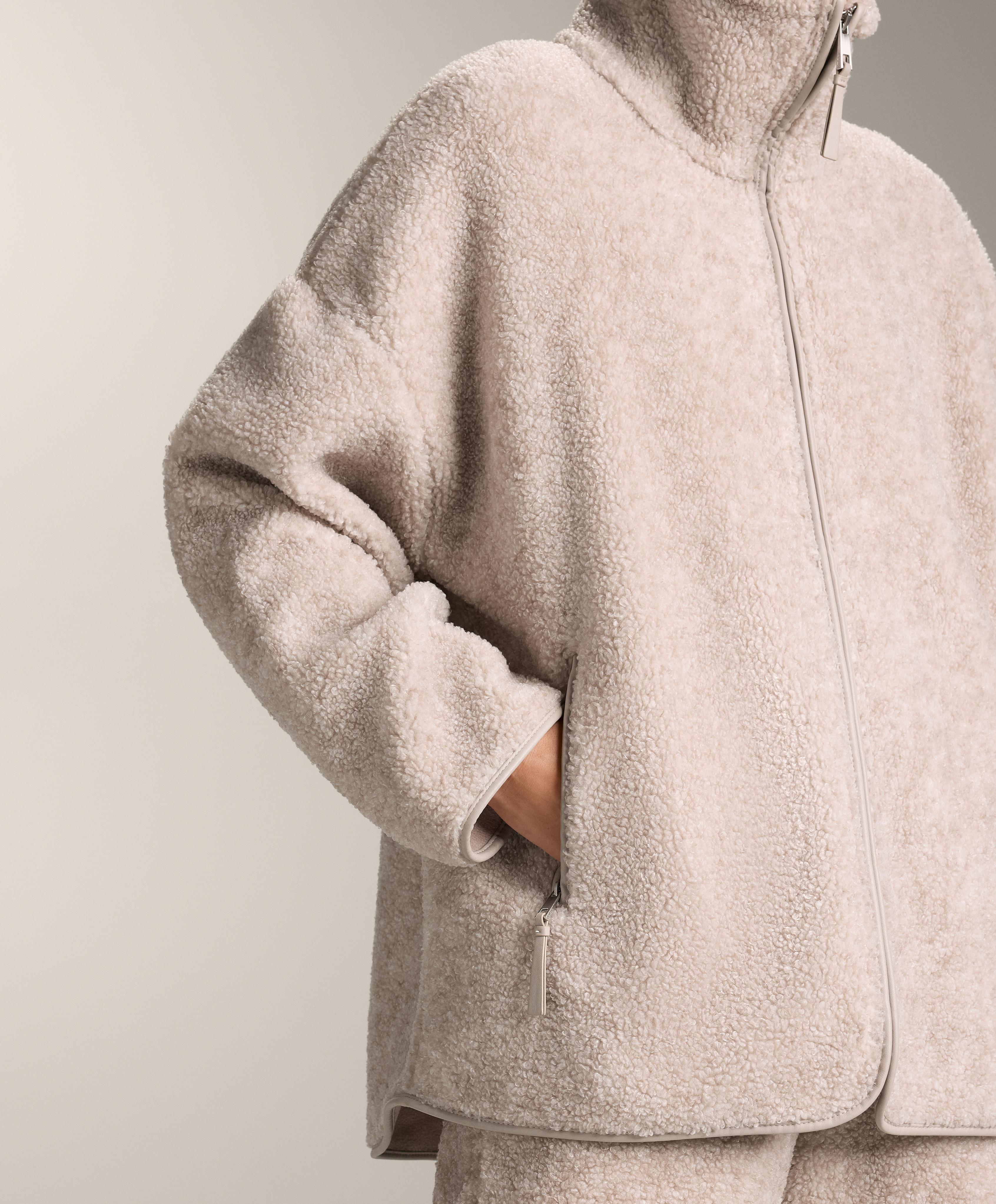 Oversize faux-shearling jacket — PALE ASPHALT