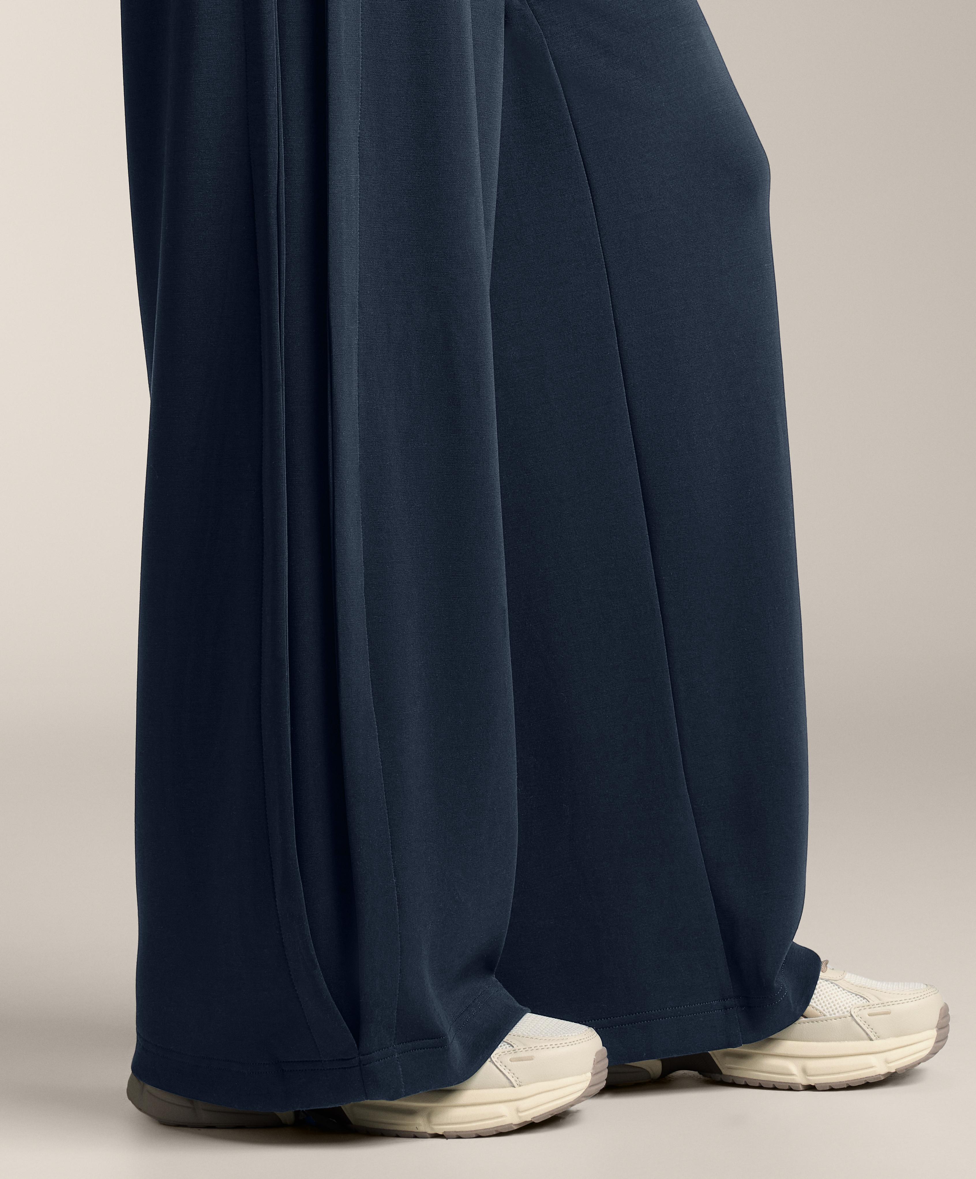 Cocoon trousers with modal side pleat — NAVY BLUE