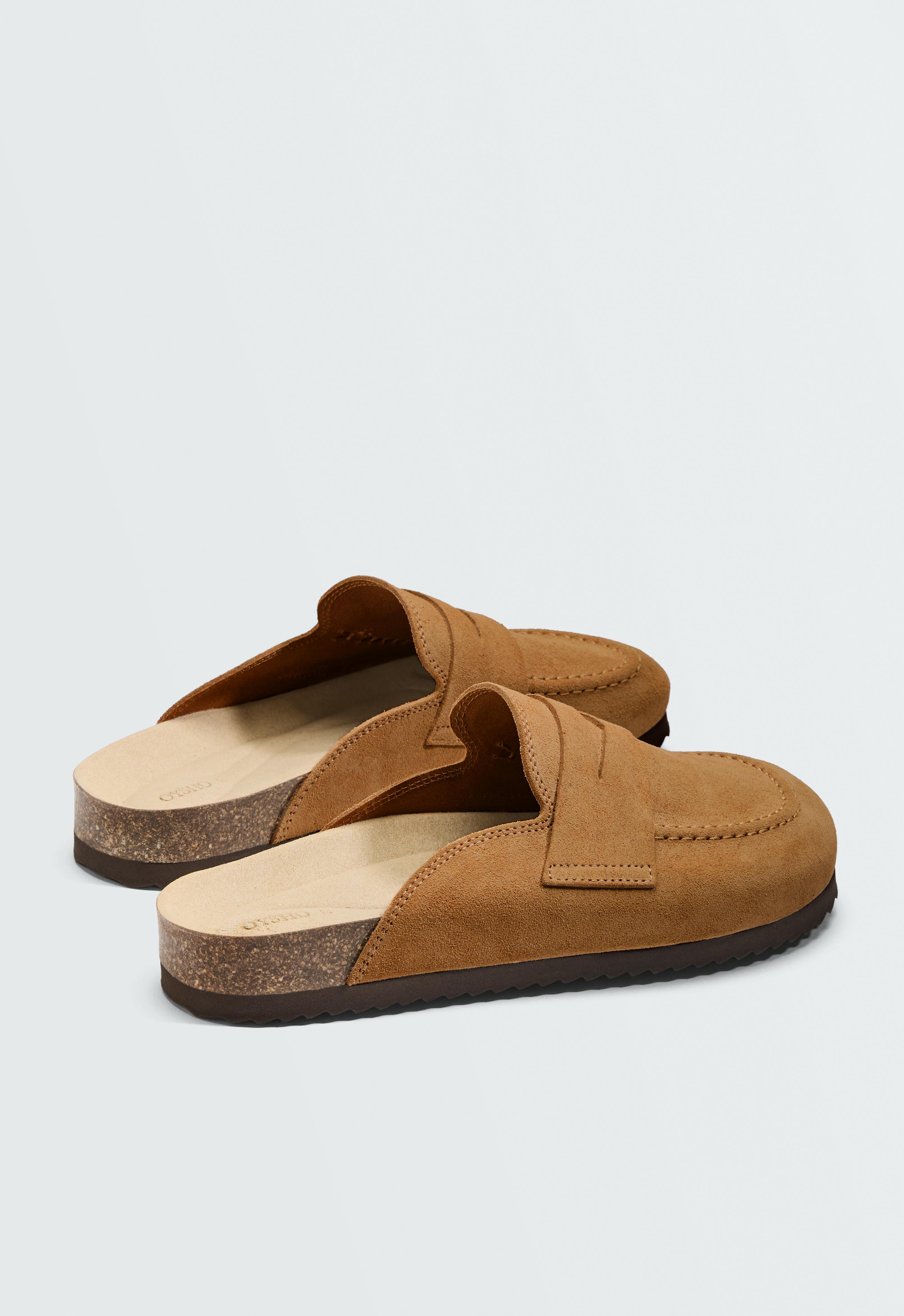 Split-leather mules — TOASTED BROWN