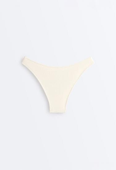 Medium-coverage U-cut crinkle bikini briefs — ECRU 8