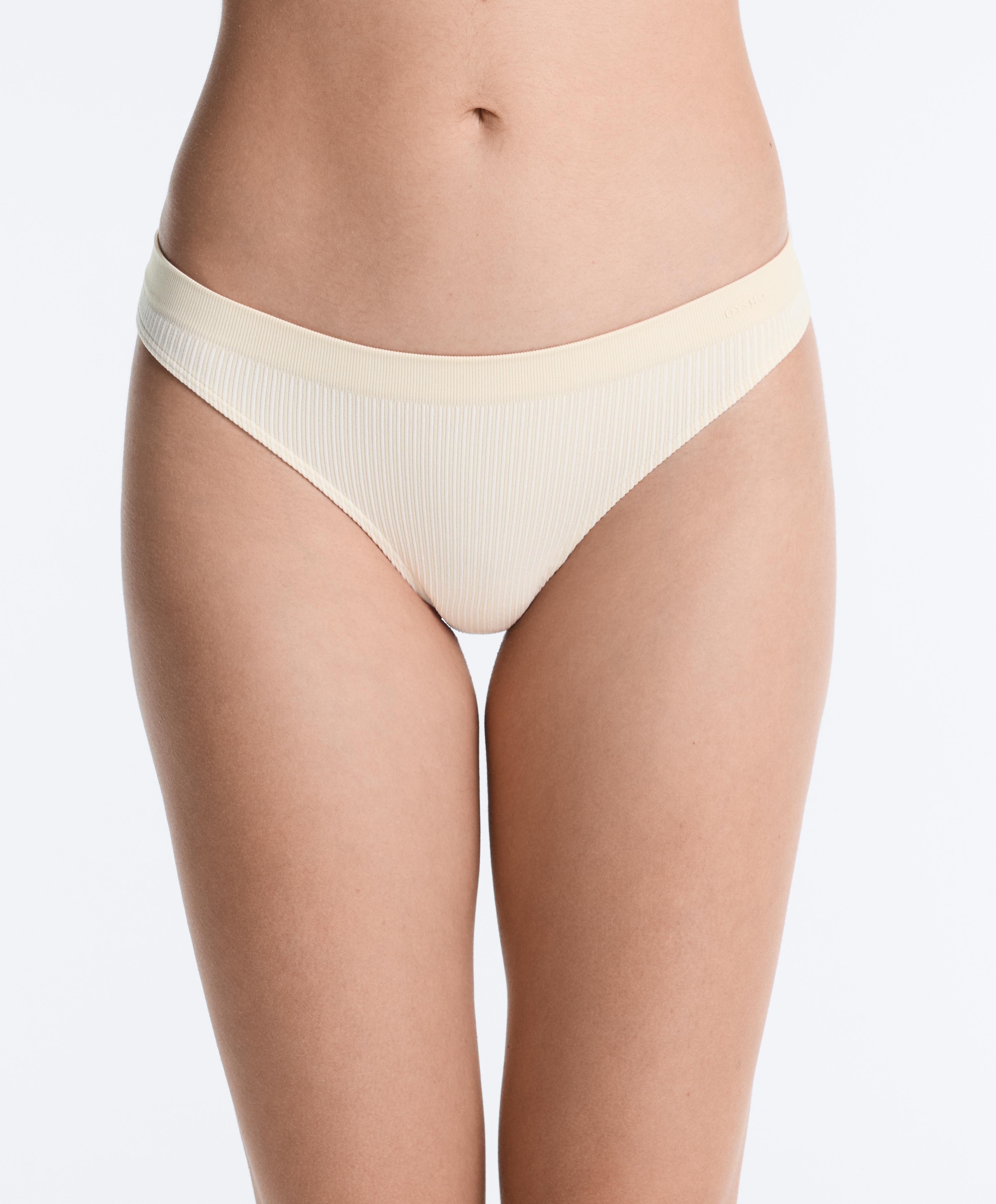 3 soft-touch seamless openwork thongs — APPLE GREEN