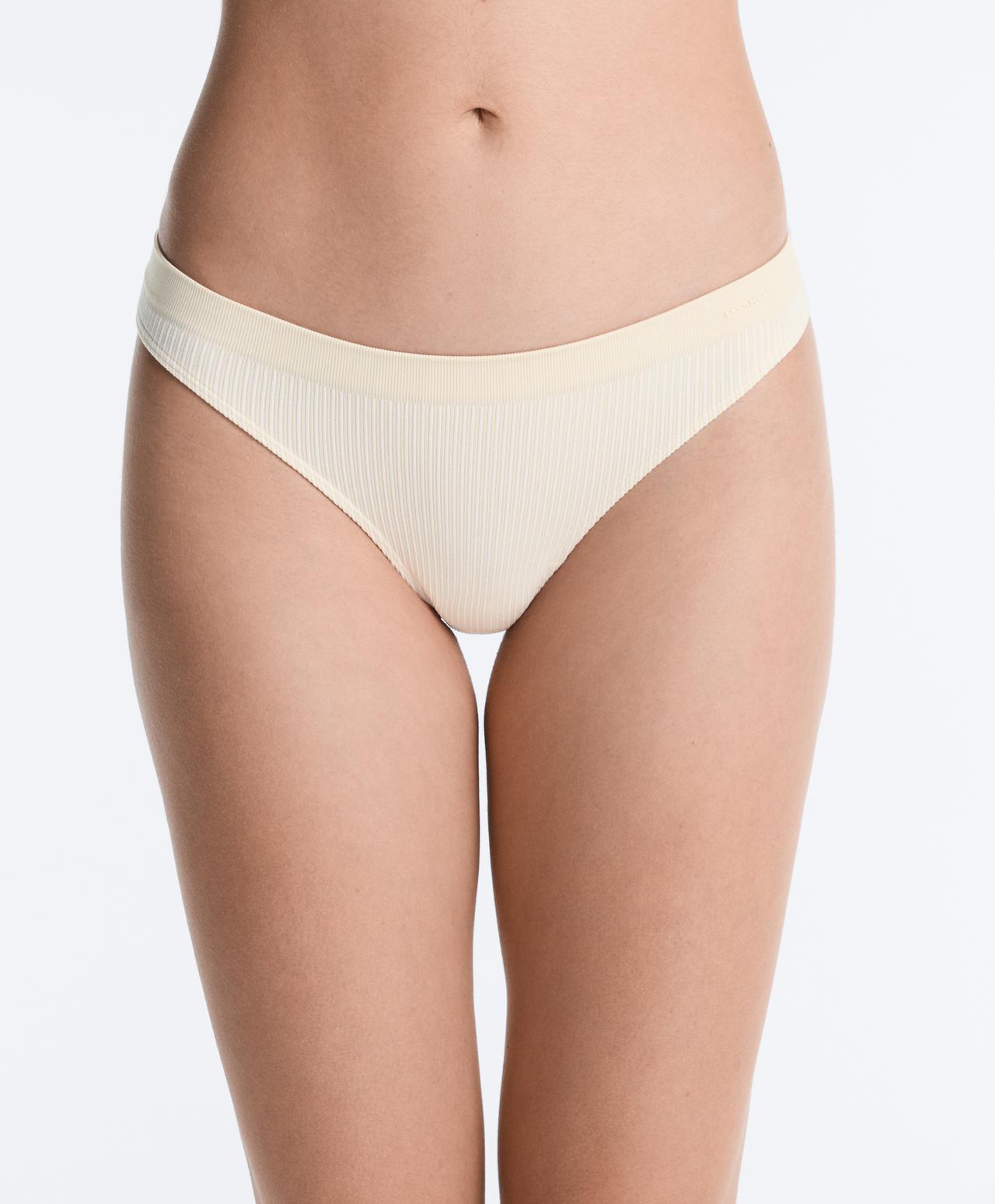 3 soft-touch seamless openwork thongs — APPLE GREEN