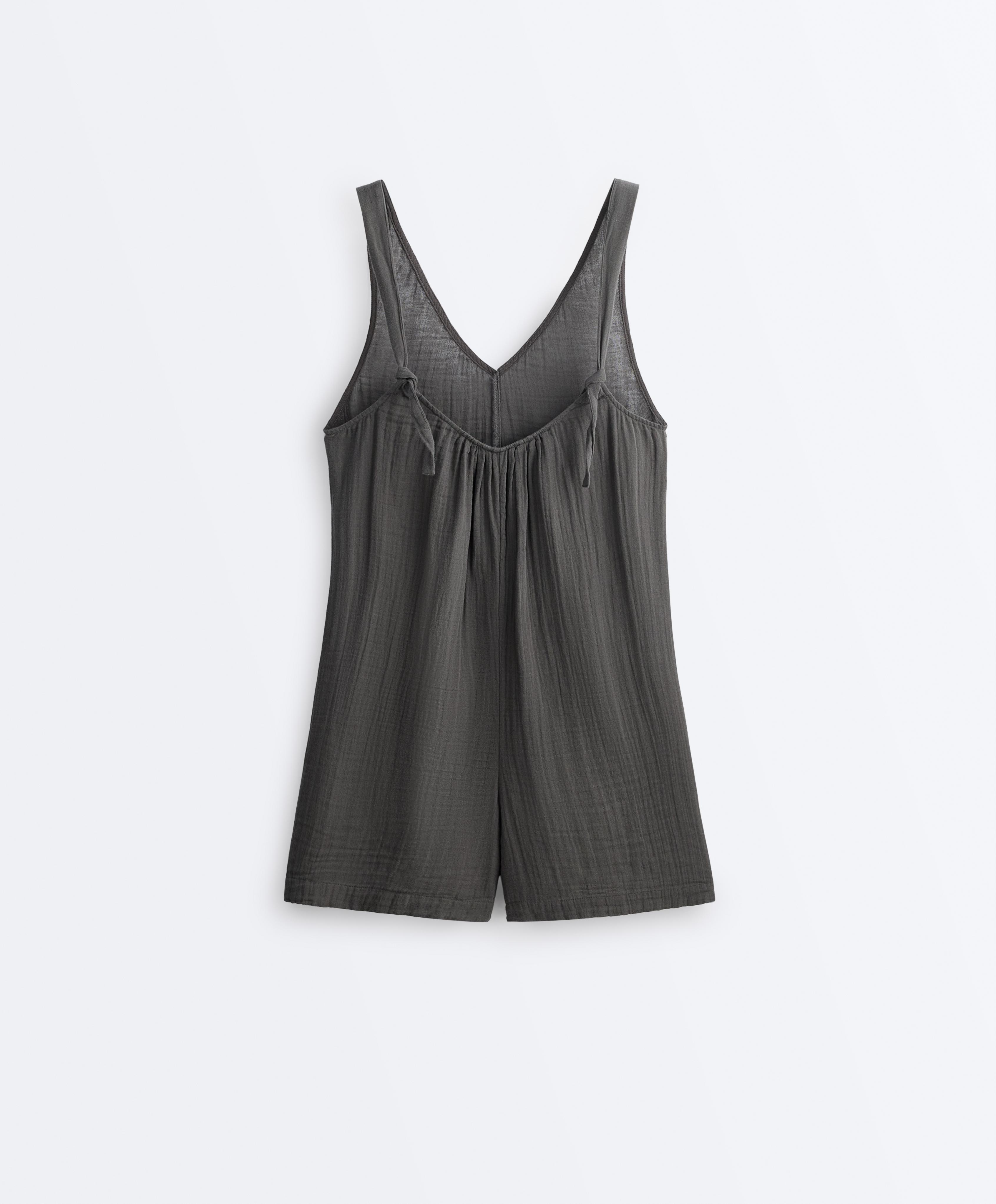 100% cotton gauze short jumpsuit — ASPHALT
