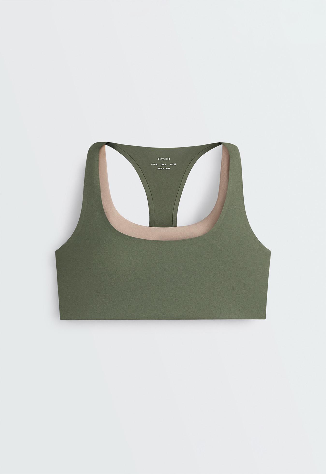 Evermove medium-support double-layer sports bra — KHAKI