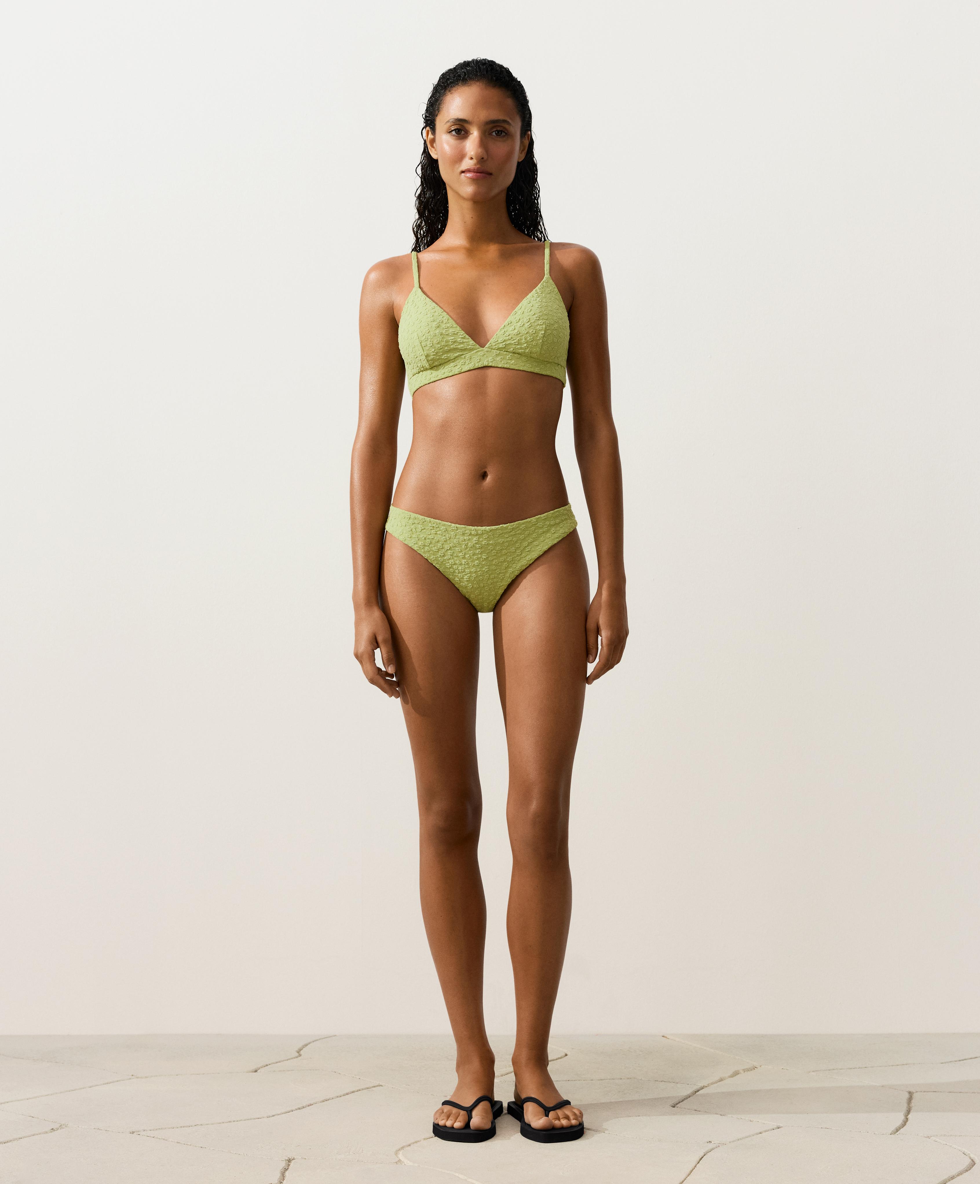 Floral jacquard classic bikini briefs — APPLE GREEN