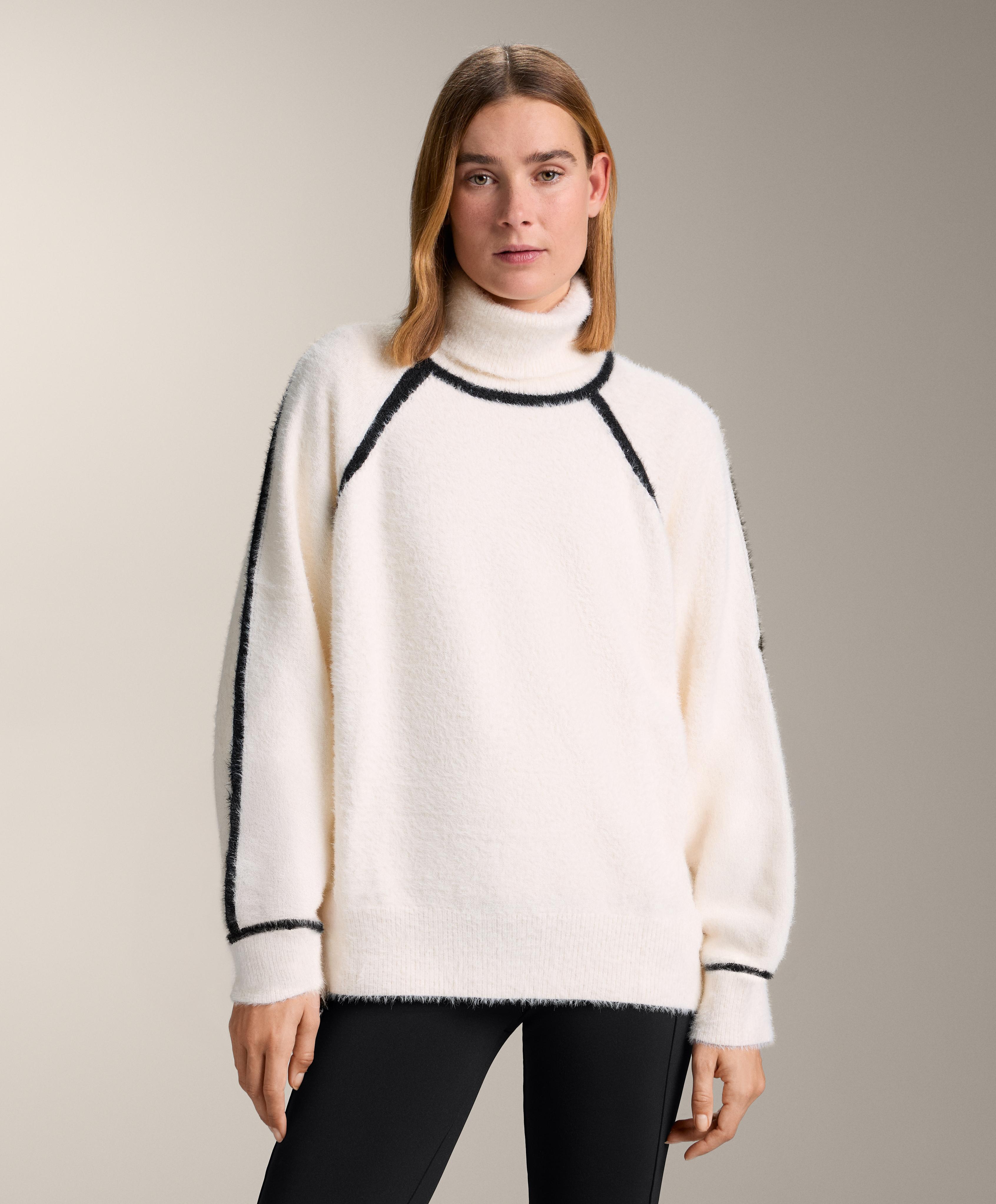 Pull en maille piping col montant Pull en maille piping col montant