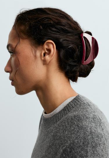 Long plain hair clip — BURGUNDY 2