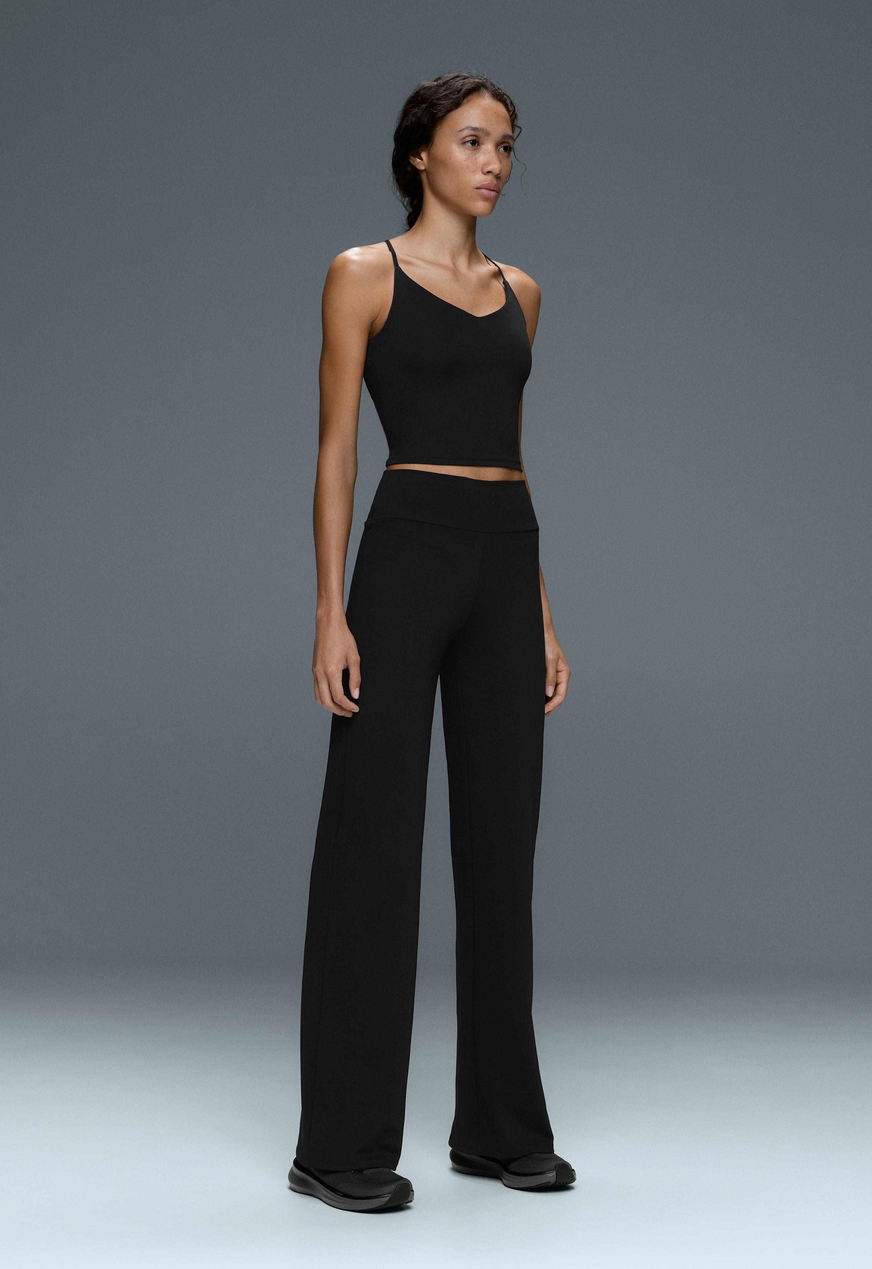 High-rise Comfortlux straight-leg trousers — BLACK