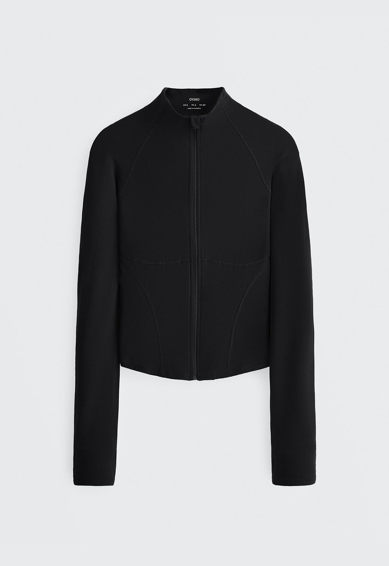 Light warm technical jacket with seams — BLACK
