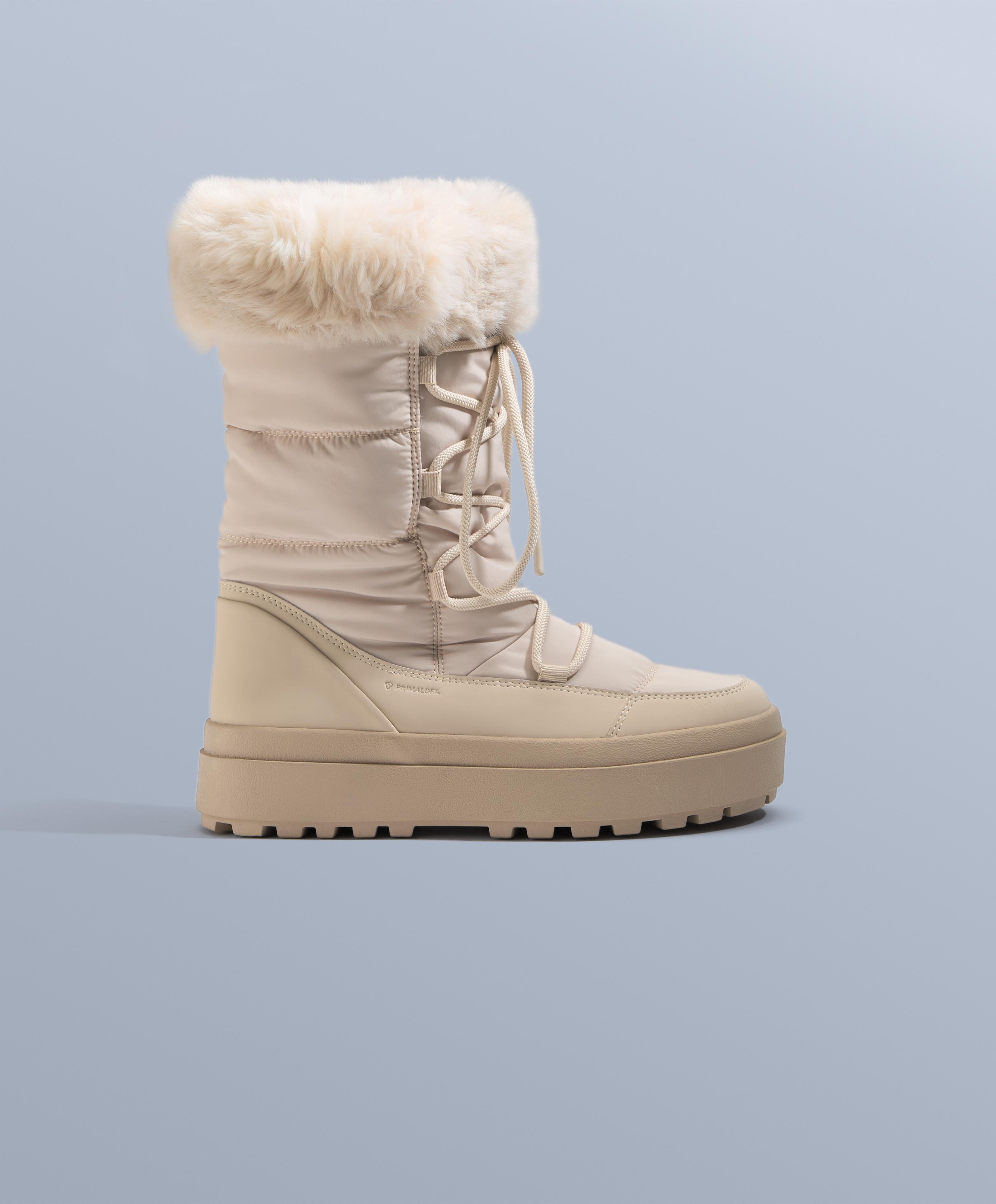 Lace-up après-ski boot with fur collar — MINK