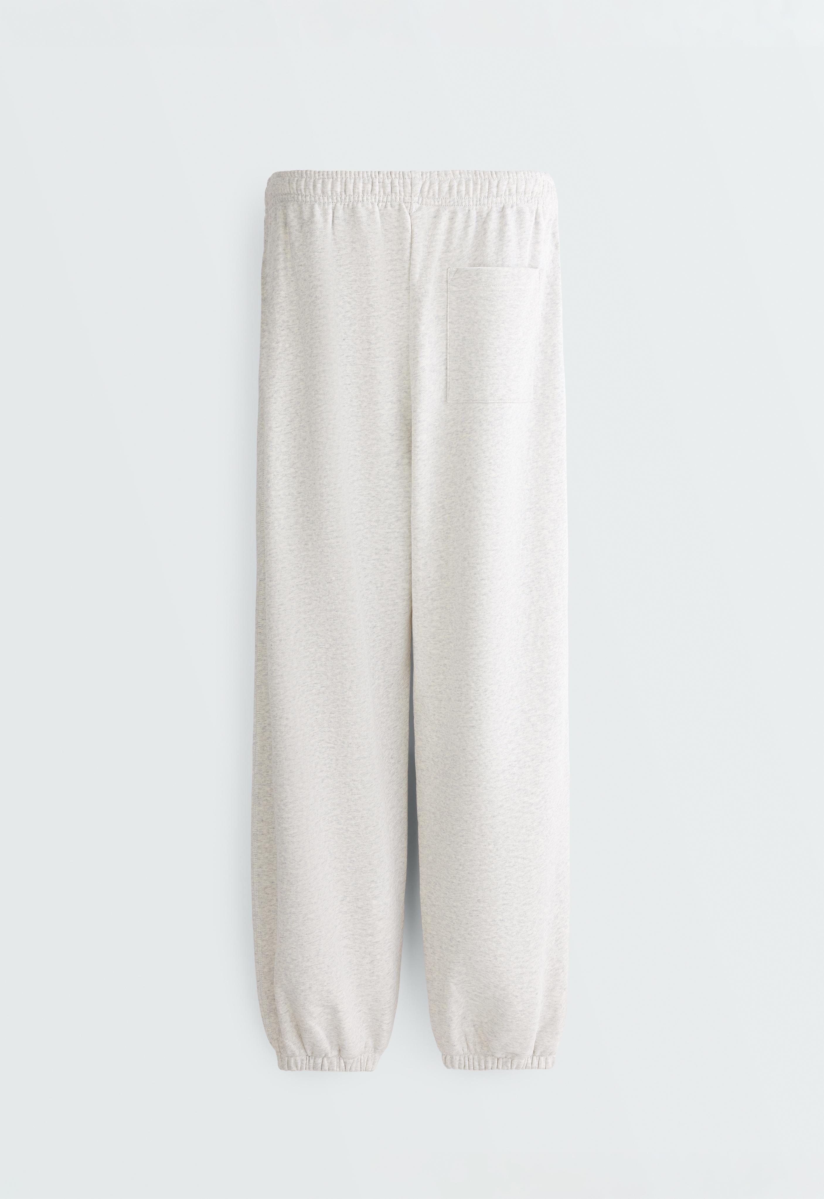 Cotton blend fleece joggers — PALE GREY MELANGE
