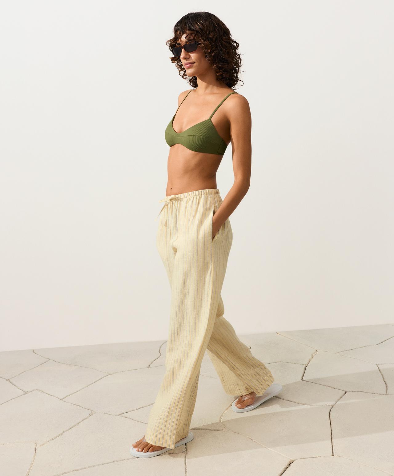 Rib bikini top — LIGHT KHAKI