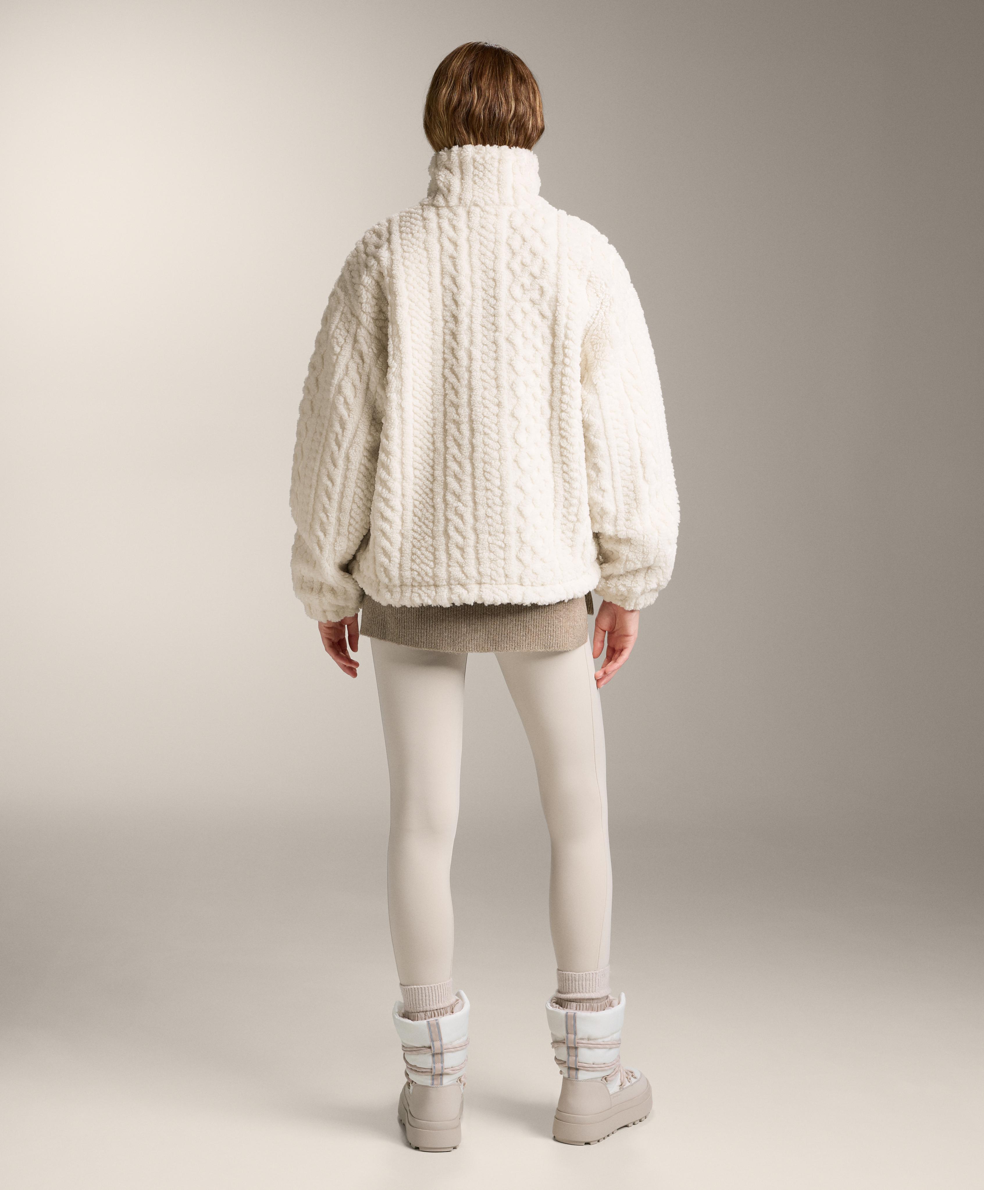 Cable-knit faux-shearling jacket — ECRU