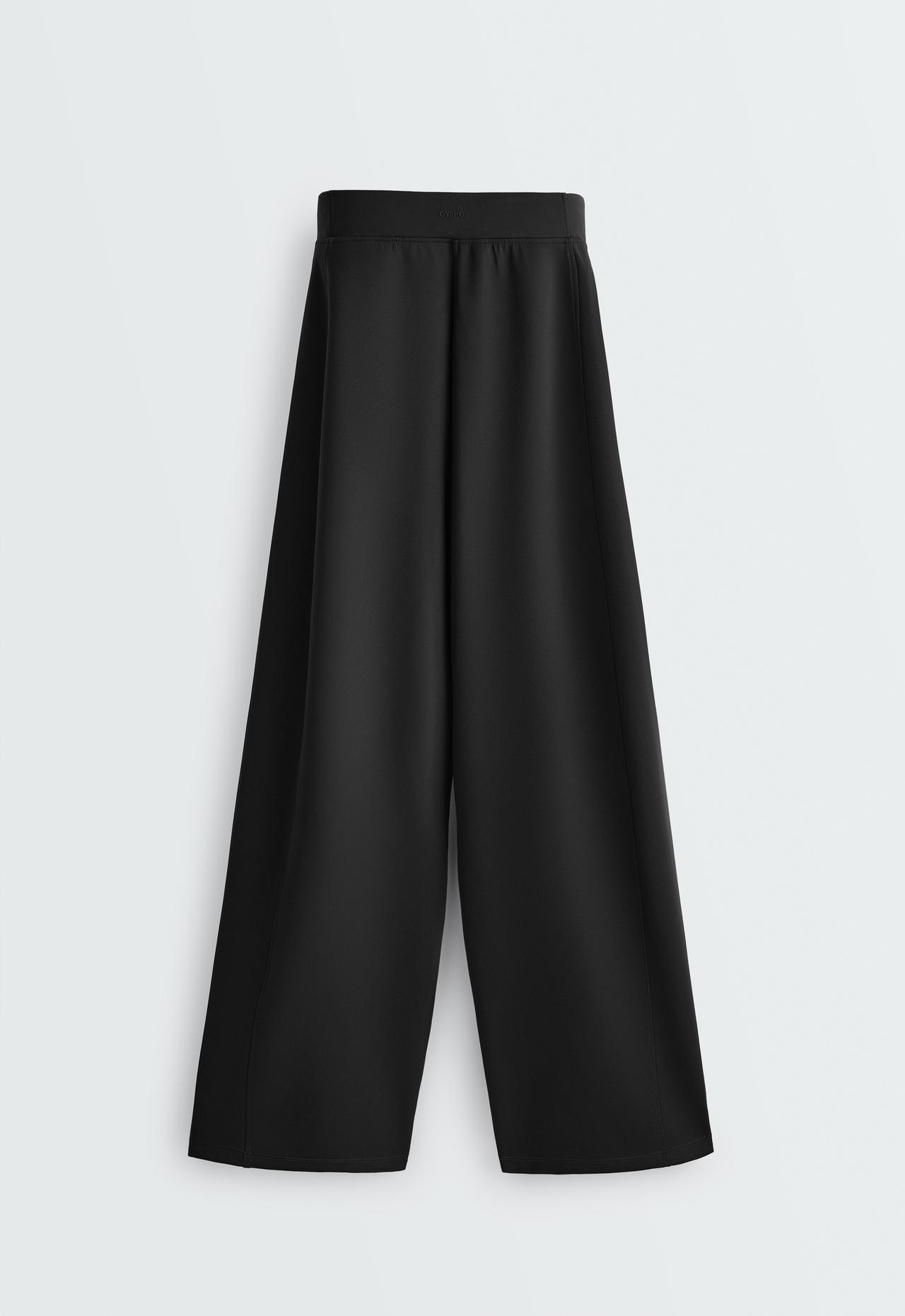 Neoprene-effect high rise cocoon trousers — BLACK