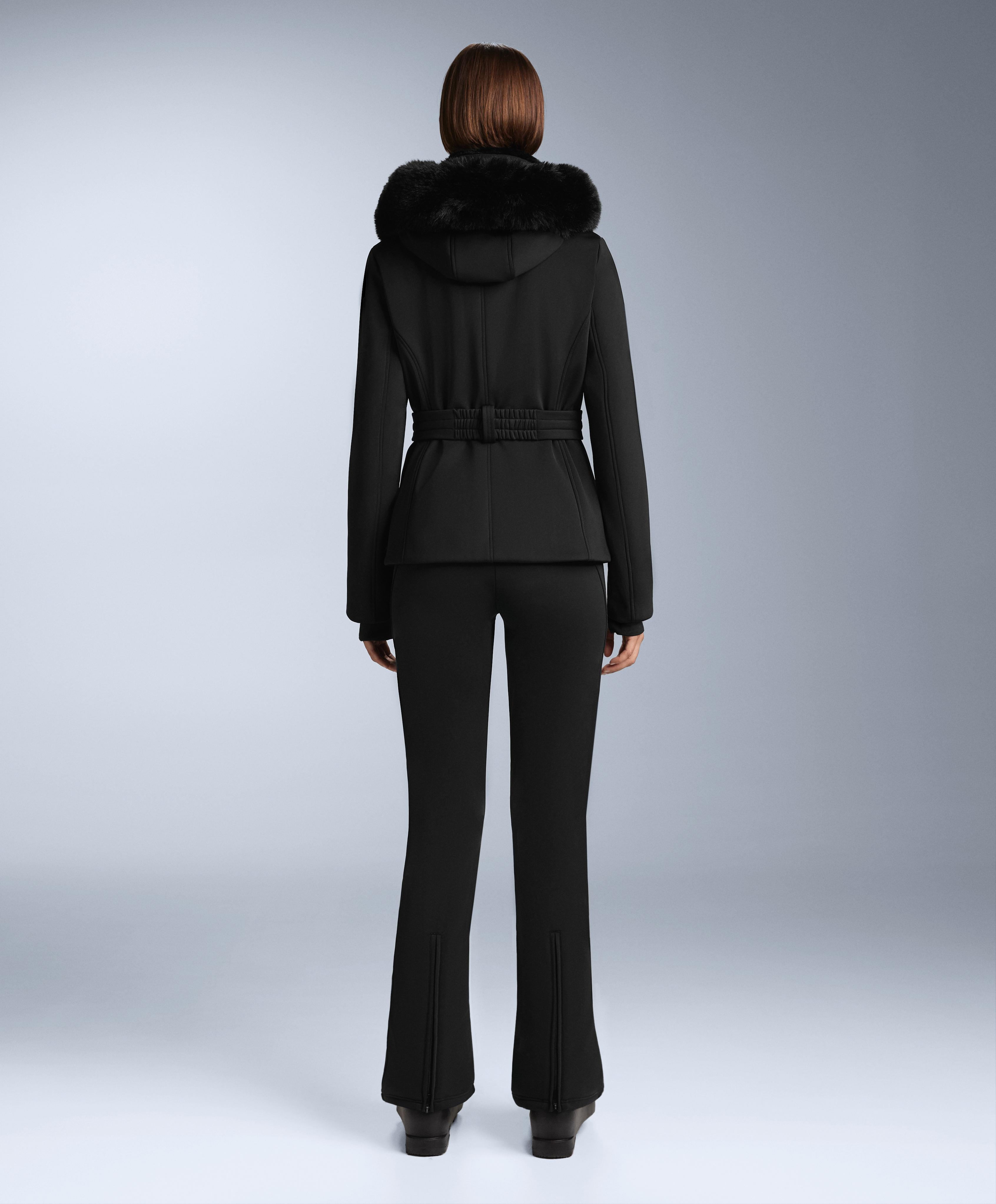 Water-resistant full length flare stretch SKI trousers — BLACK